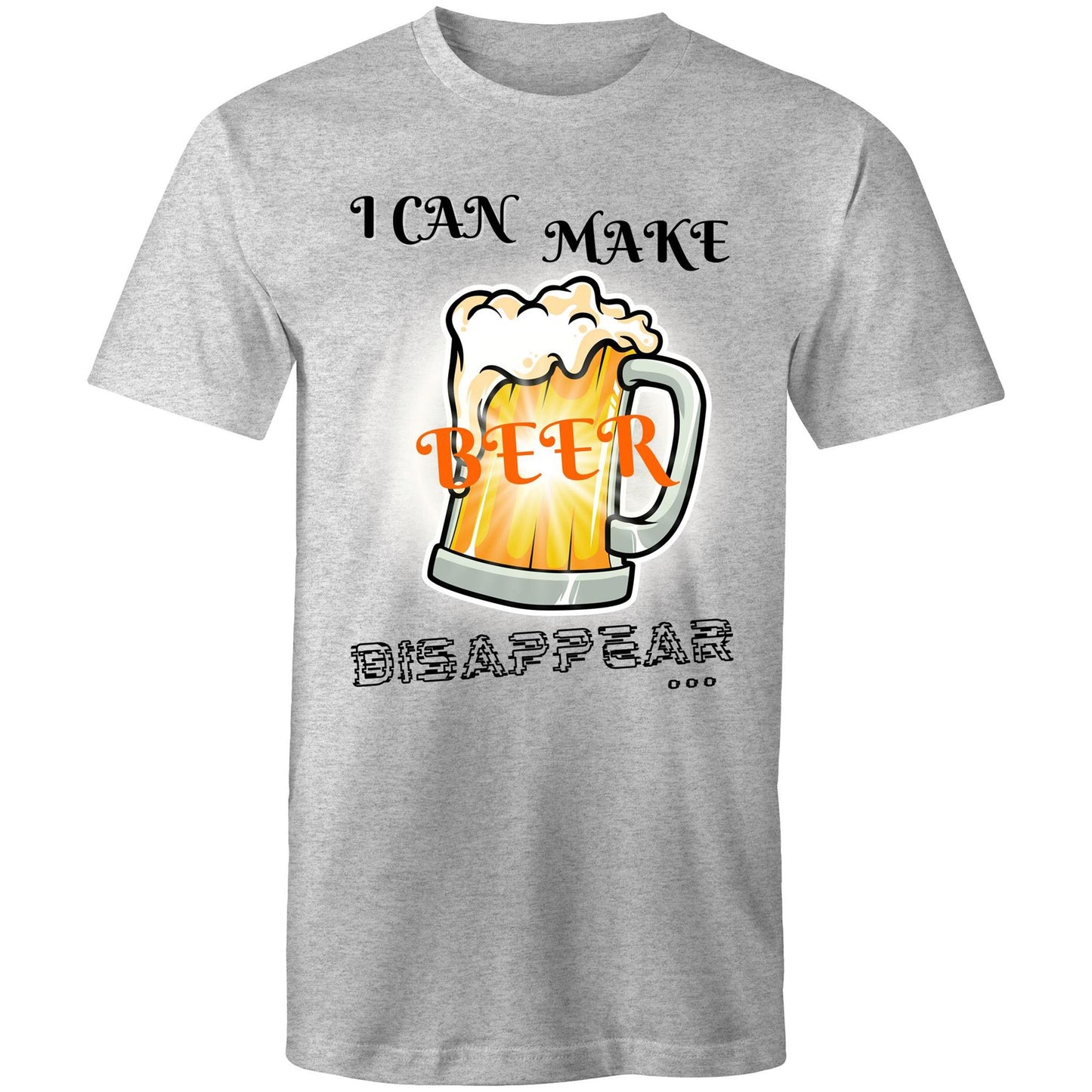 I Can Make Beer Disappear - Men's Funny T-Shirt - Plus Size S, M, L, XL, 2XL, 3XL, 4XL, 5XL - Da Boss Mango AU - Grey Marle