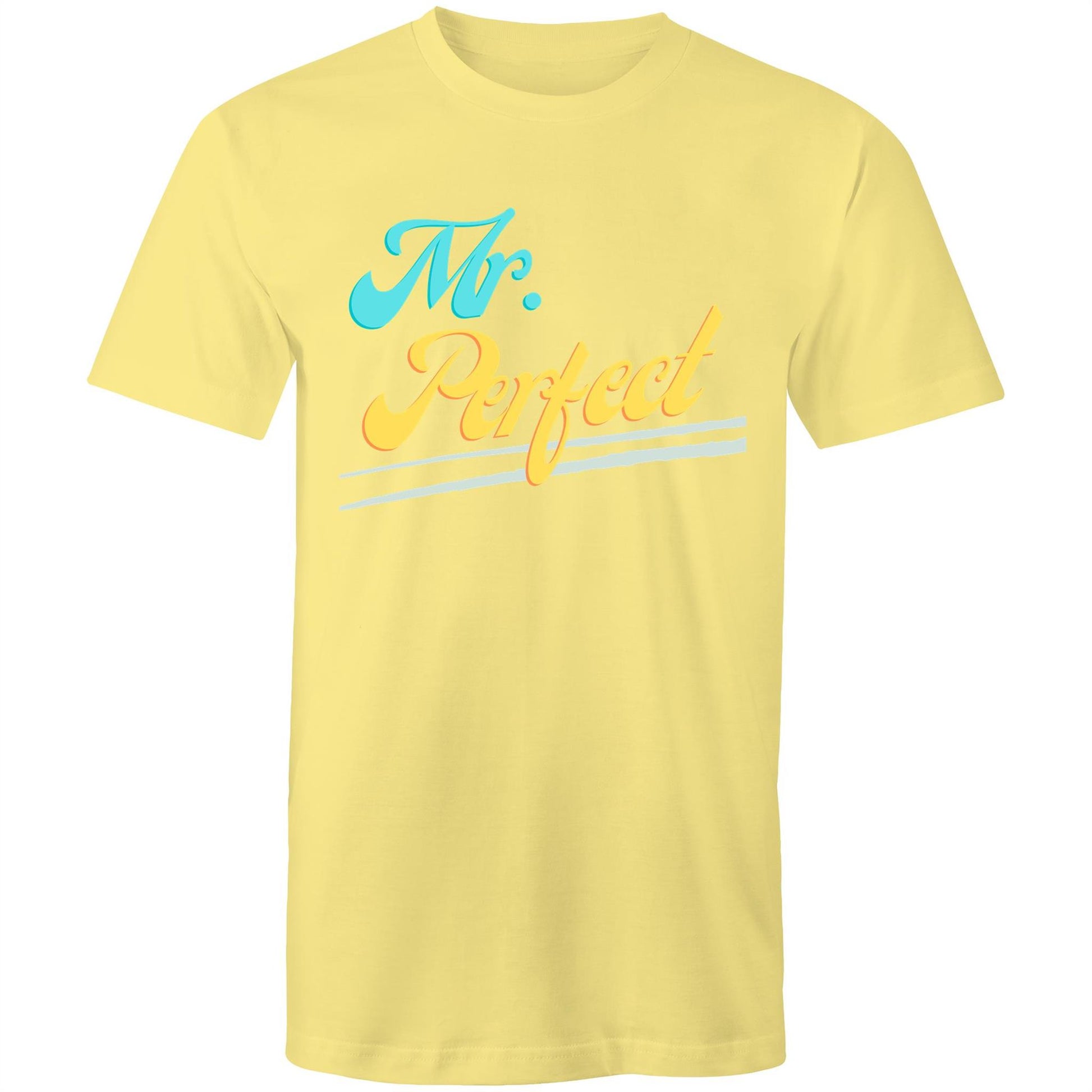 Mr. Perfect Men's Cotton T-Shirt - Gift for Dad, Boss - Size S, M, L, XL, 2XL, 3XL, 4XL - Da Boss Mango AU - Lemon Yellow