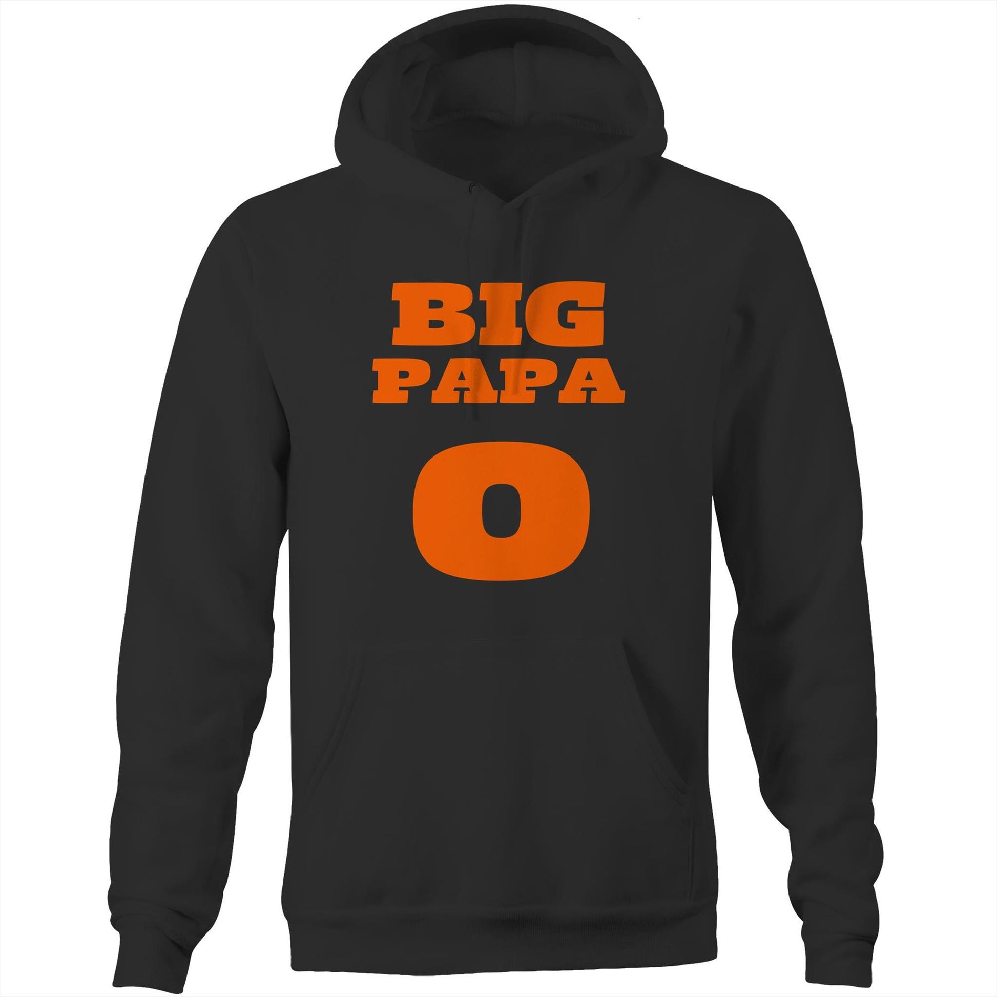 "Big Papa O" Pocket Hoodie Sweatshirt Pullover with Kangaroo Pocket Father's Day Gift for Dad - Da Boss Mango AU - Black