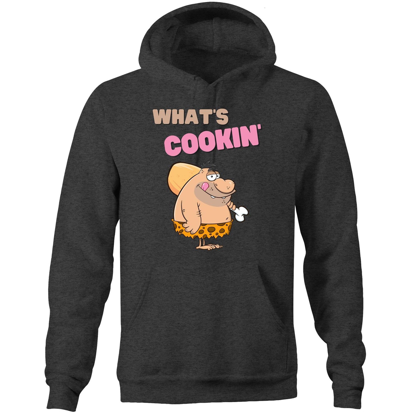 What's Cookin' Funny Unisex Pocket Hoodie Sweatshirt Pullover for Men and Women - Da Boss Mango AU - Asphalt Dark Grey Marle