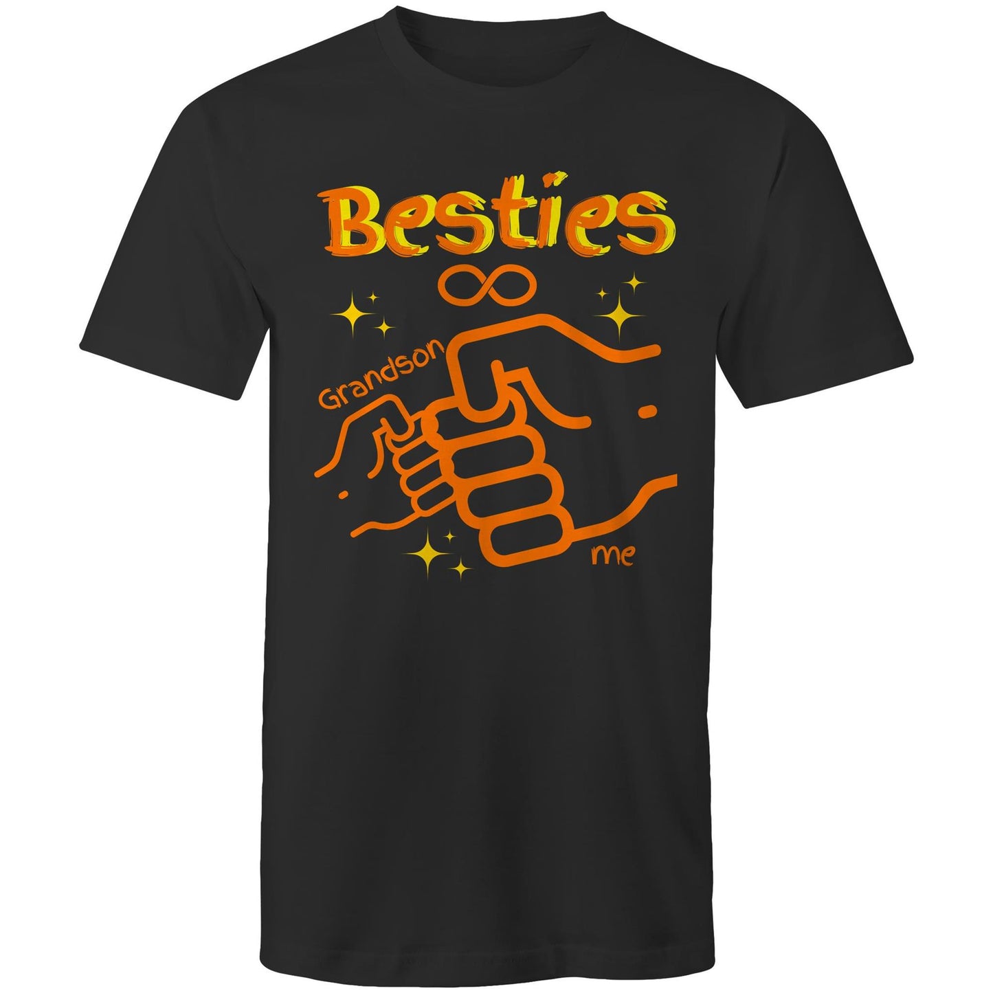 "Besties Me & Grandson" Men's Cotton T-Shirt - Gift for Grandpa Matching Clothing with Grandson - Da Boss Mango AU - Black