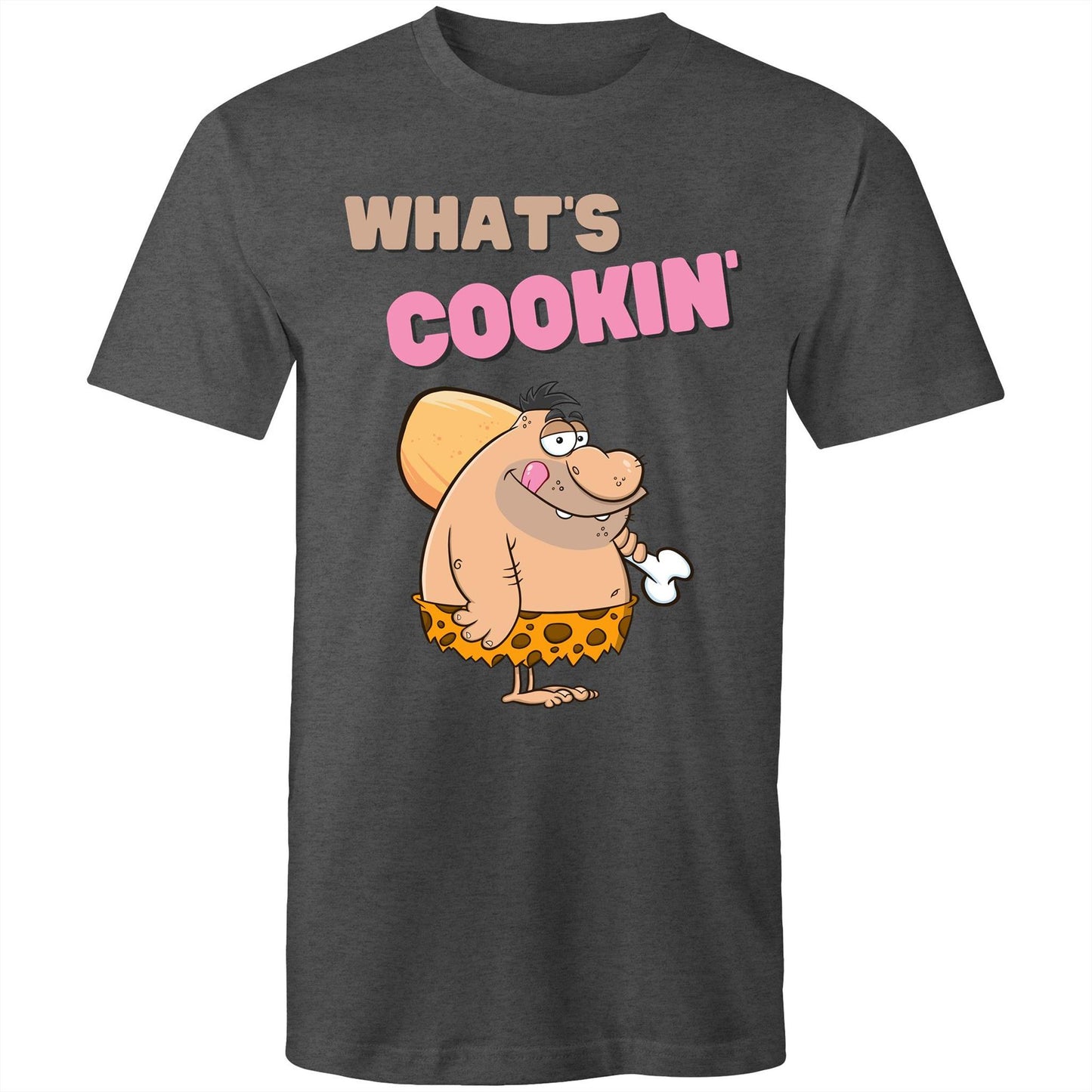 What's Cookin' Humorous Men's T-Shirt - Size S, M, L, XL, 2XL, 3XL, 4XL, 5XL - Da Boss Mango AU - Asphalt Dark Grey Marle