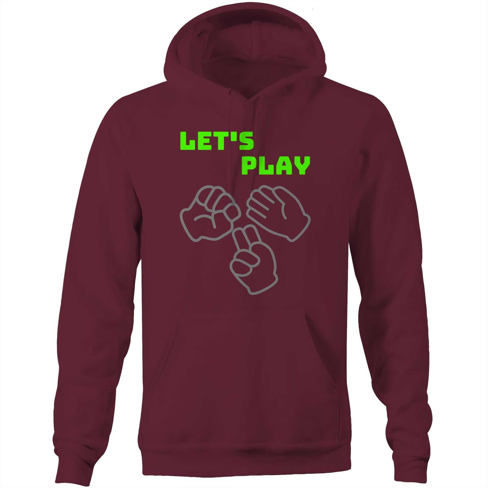 "Let's Play Rock Paper Scissors" Unisex Pocket Hoodie Sweatshirt Pullover for Men Women - Da Boss Mango AU - Burgundy Maroon