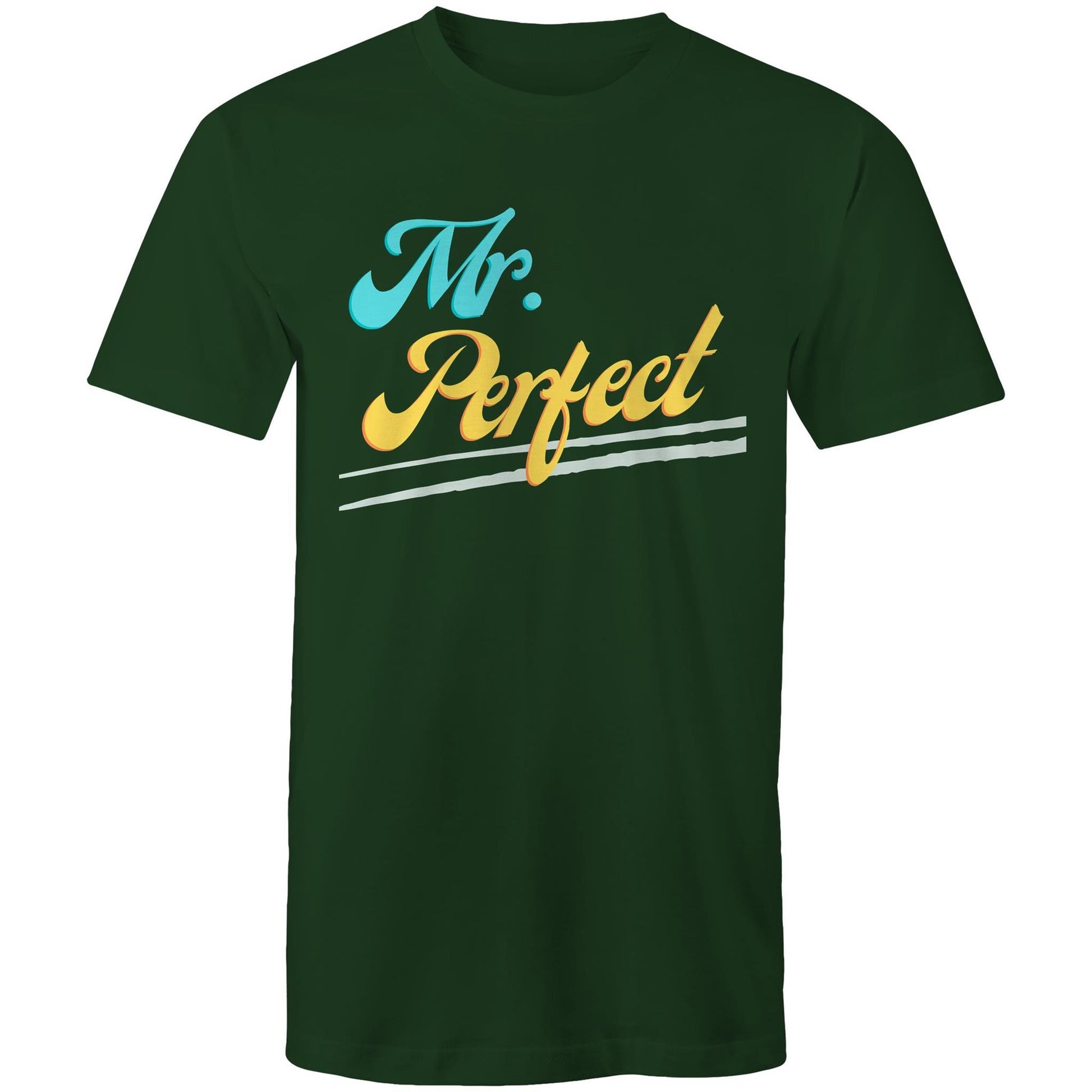 Mr. Perfect Men's Cotton T-Shirt - Gift for Dad, Boss - Size S, M, L, XL, 2XL, 3XL, 4XL - Da Boss Mango AU - Forest Green