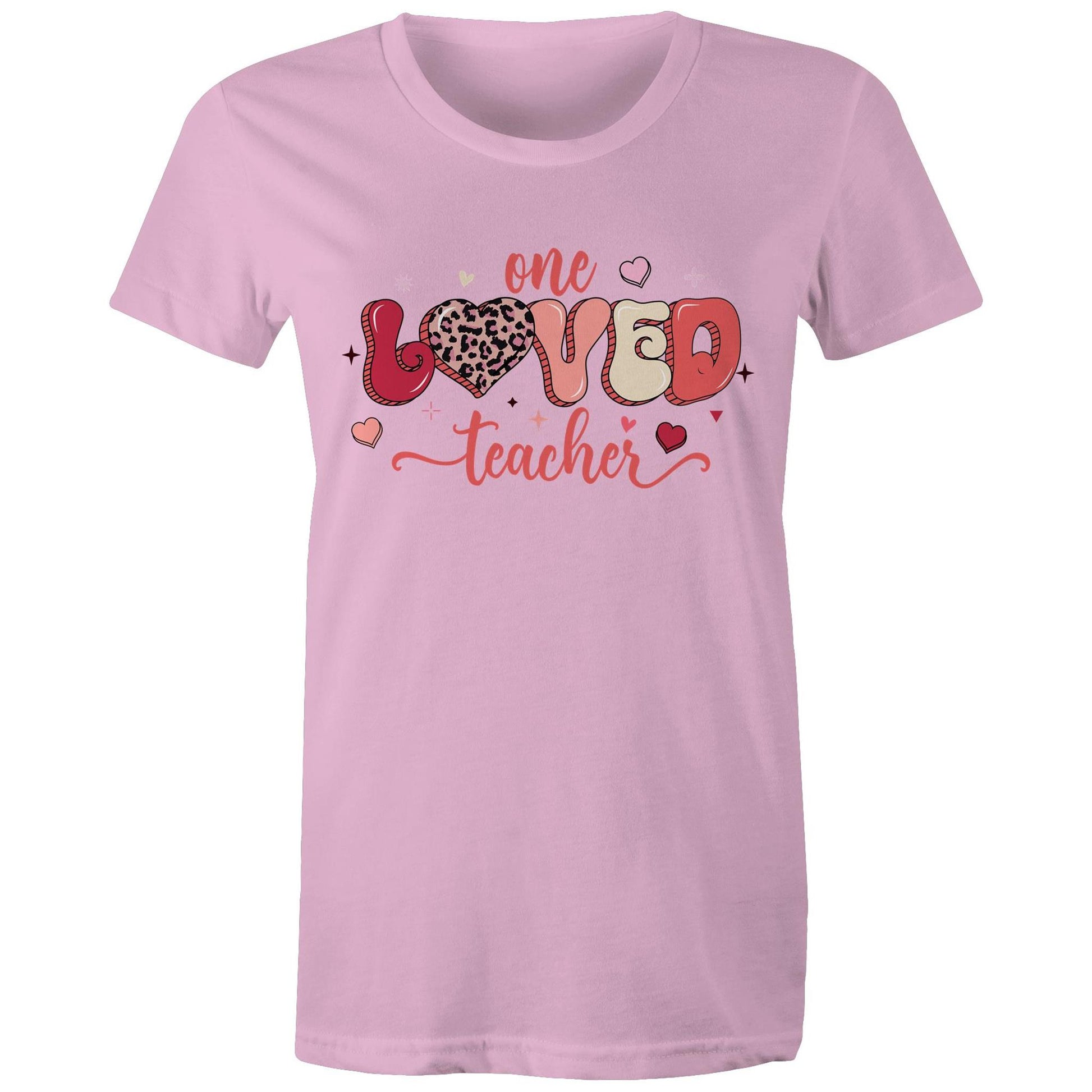 One Loved Teacher - Women's Cotton T-Shirt - Lovely Gift for Teachers - Da Boss Mango AU - Pink