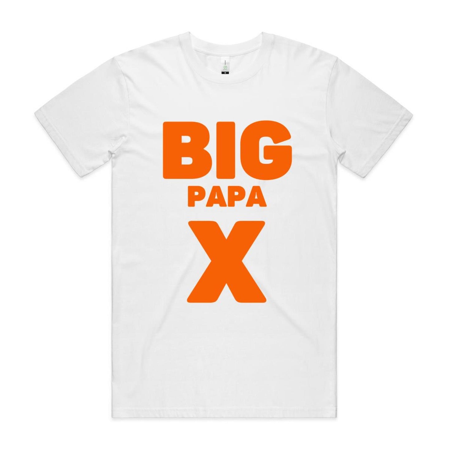 "Big Papa X" Men's GOTS Certified Organic Cotton T-Shirt, Father's Day Birthday Gift for Dad- Da Boss Mango AU - White