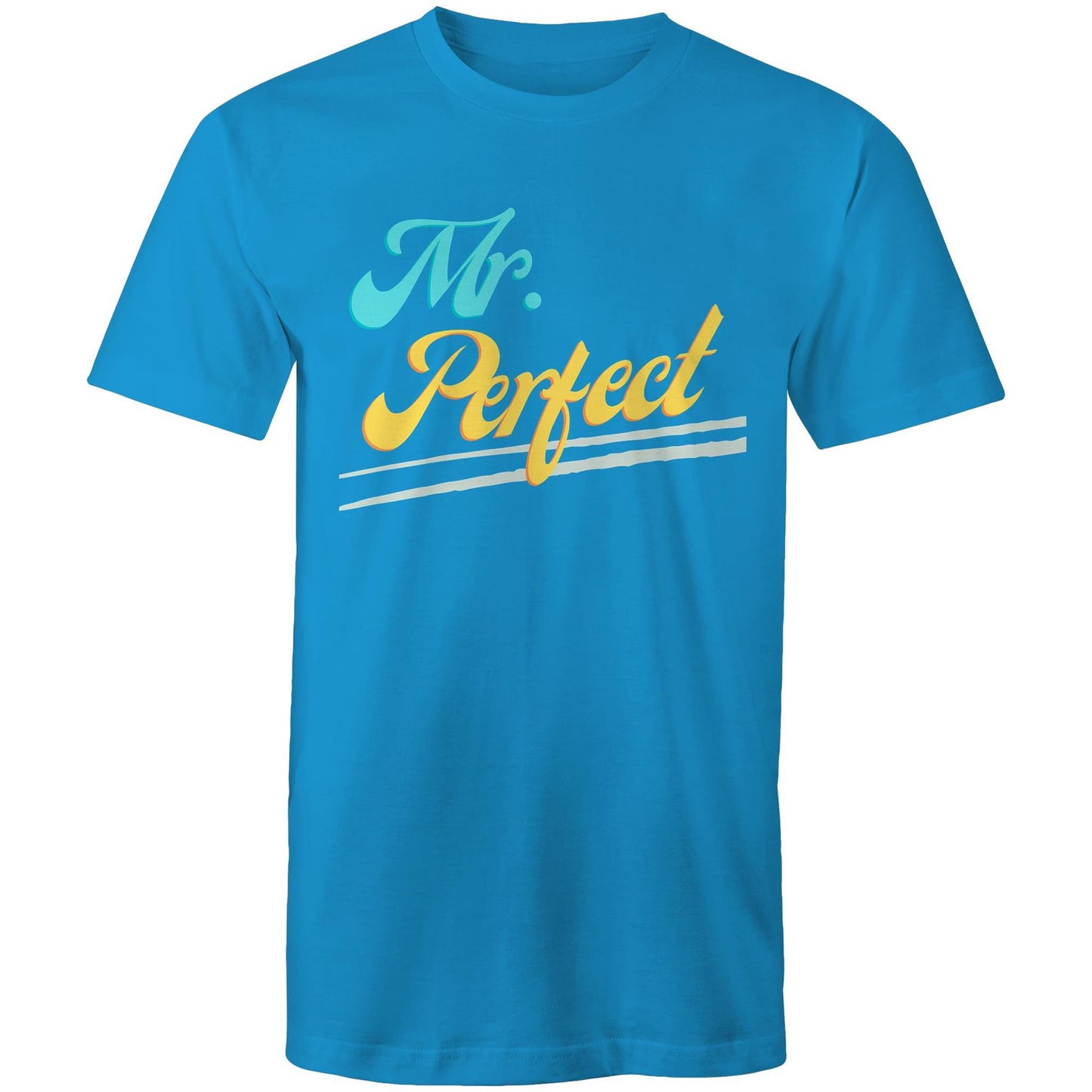 Mr. Perfect Men's Cotton T-Shirt - Gift for Husband, Dad - Size S, M, L, XL, 2XL, 3XL, 4XL - Da Boss Mango AU - Arctic Blue