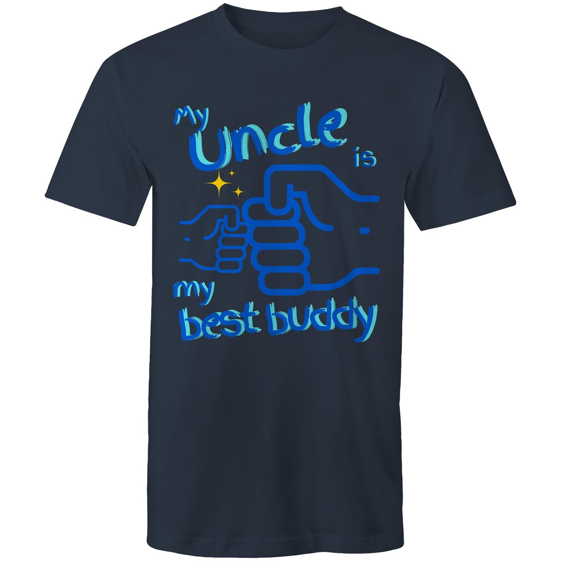 My Uncle is my Best Buddy Men's Cotton T-Shirt - Best Gift for Uncles from Nephews and Nieces - Da Boss Mango AU - Navy