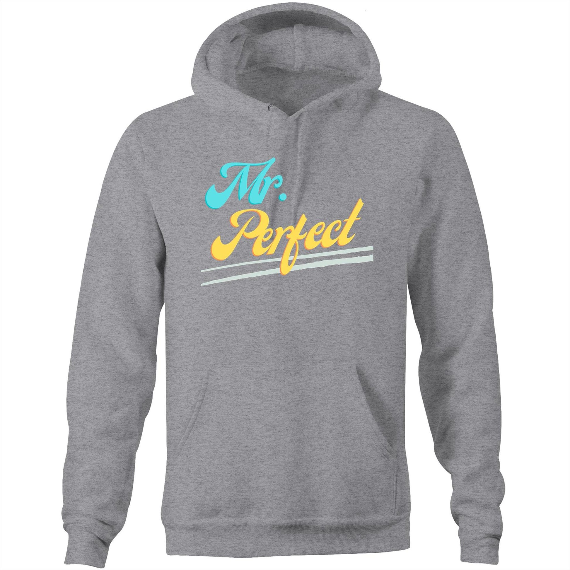 "Mr. Perfect" Pocket Hoodie Sweatshirt Pullover Gift for Husband, Dad, Boyfriend - Da Boss Mango AU - Grey Marle