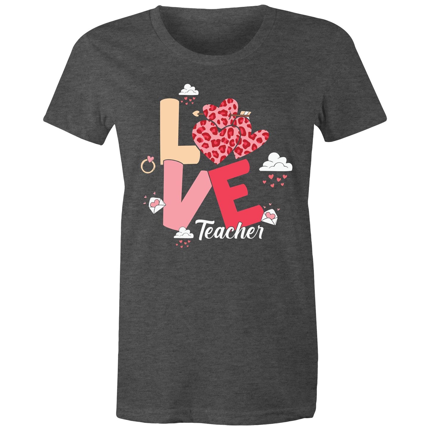 Love Teacher Women's Maple T-Shirt - Gift for Teachers - Da Boss Mango AU - Asphalt Dark Grey Marle