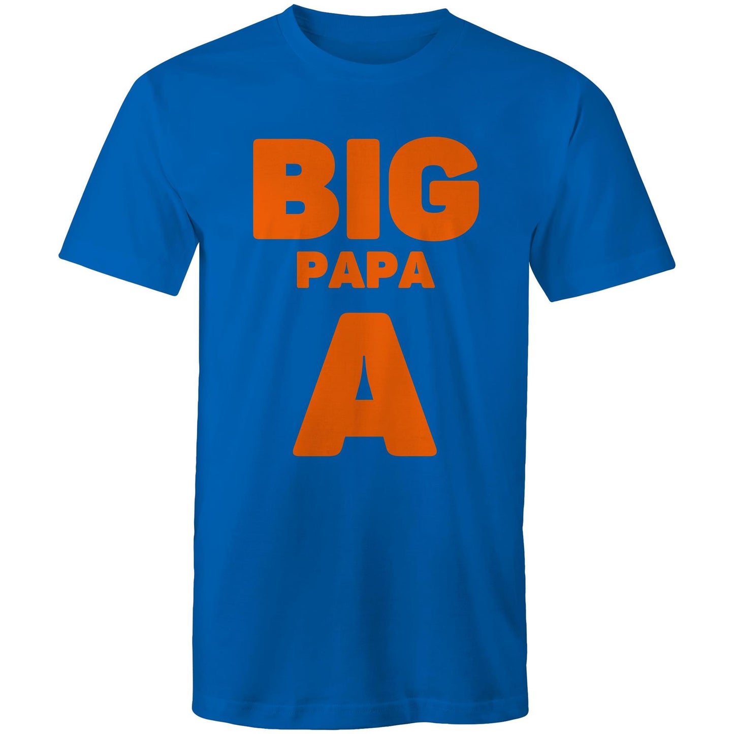 "Big Papa A" Men's Cotton Bright Royal Blue T-Shirt in Size S, M, L, XL, XXL, 3XL, 4XL, 5XL, Gift for Dad -Da Boss Mango AU