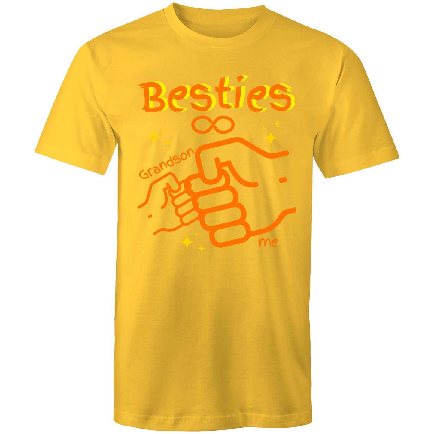 "Besties Me & Grandson" Men's Cotton T-Shirt - Gift for Grandpa Matching Clothing with Grandson - Da Boss Mango AU - Yellow