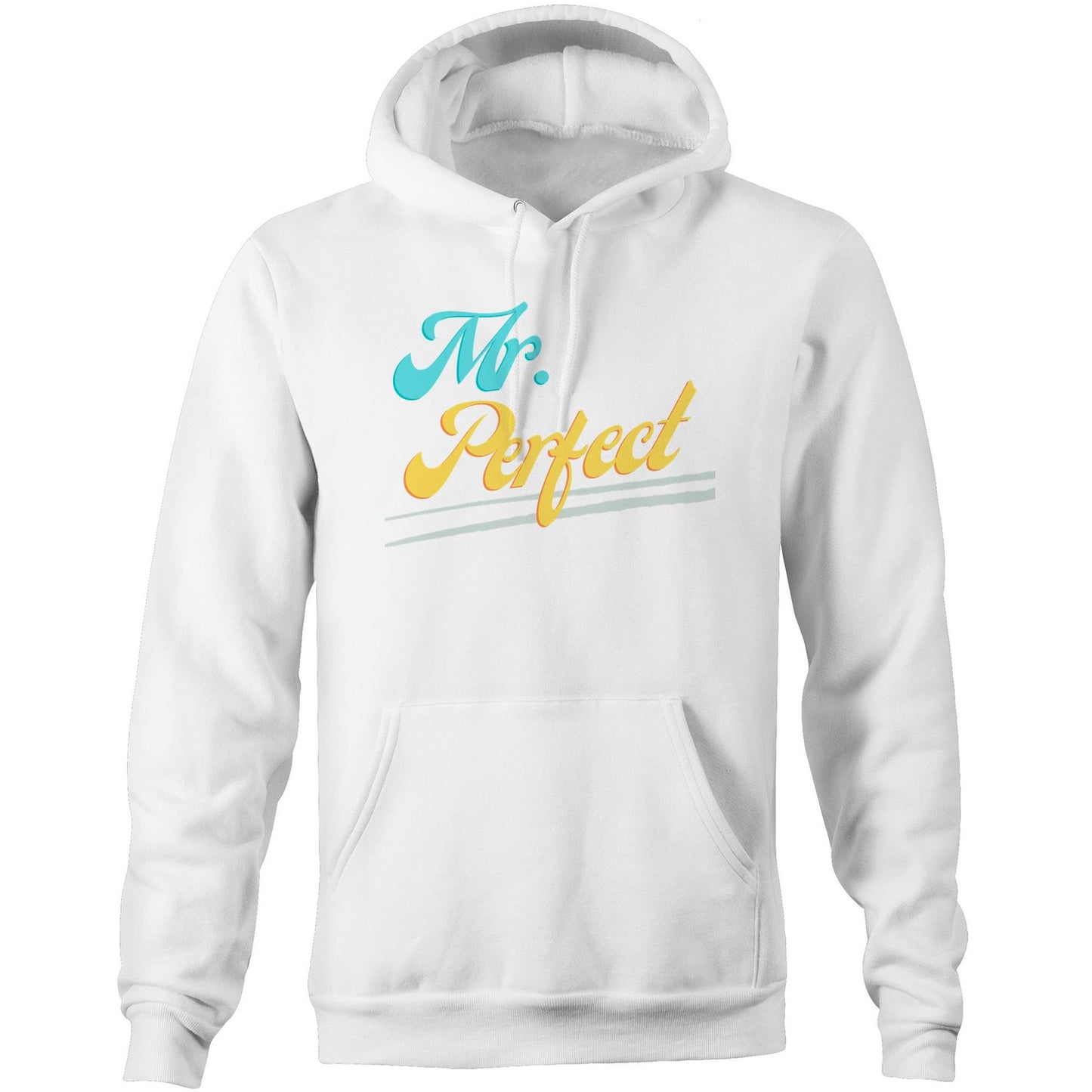 "Mr. Perfect" Pocket Hoodie Sweatshirt Pullover Gift for Husband, Dad, Boyfriend - Da Boss Mango AU - White