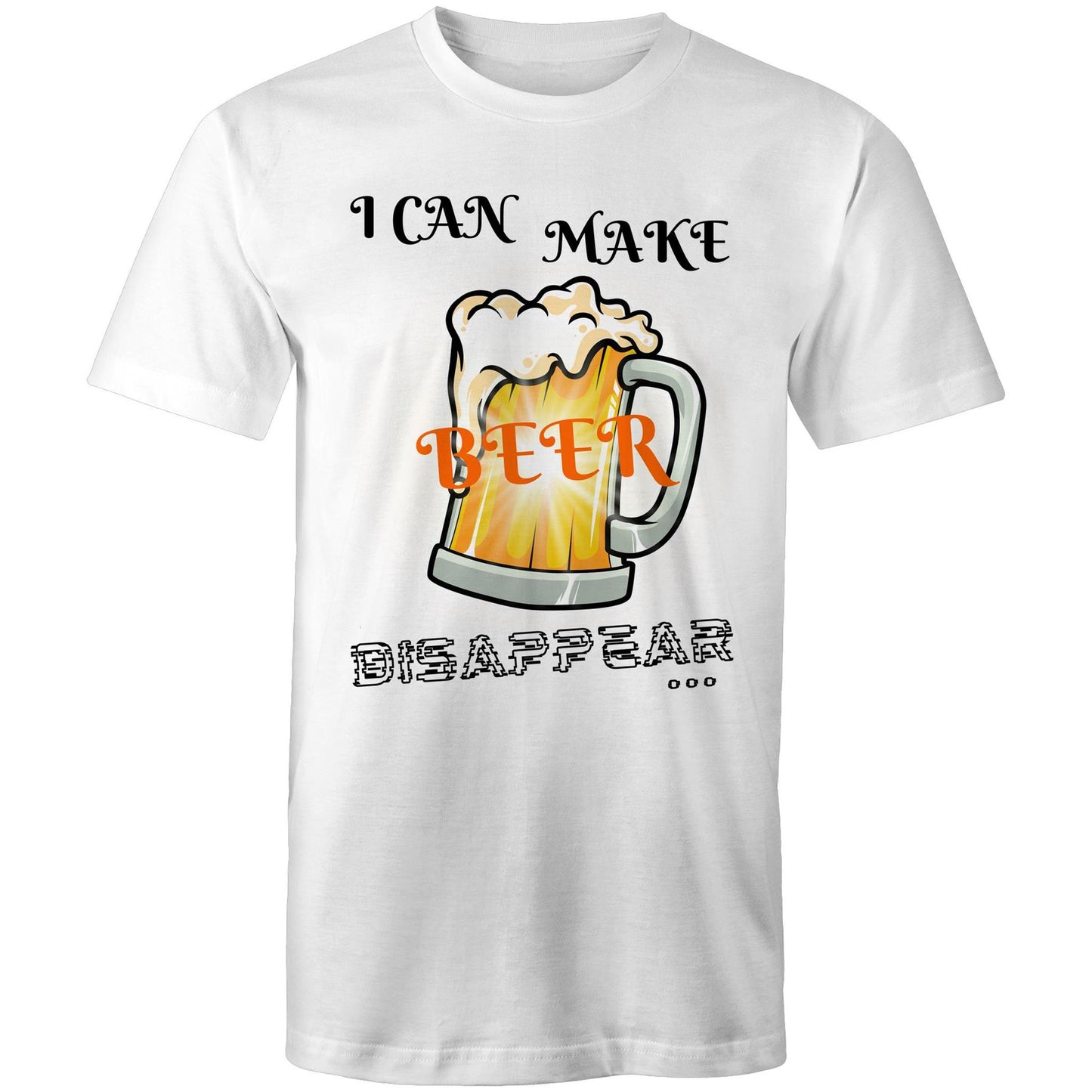 I Can Make Beer Disappear - Men's Funny Cotton T-Shirt - Plus Size S, M, L, XL, 2XL, 3XL, 4XL, 5XL - Da Boss Mango AU - White