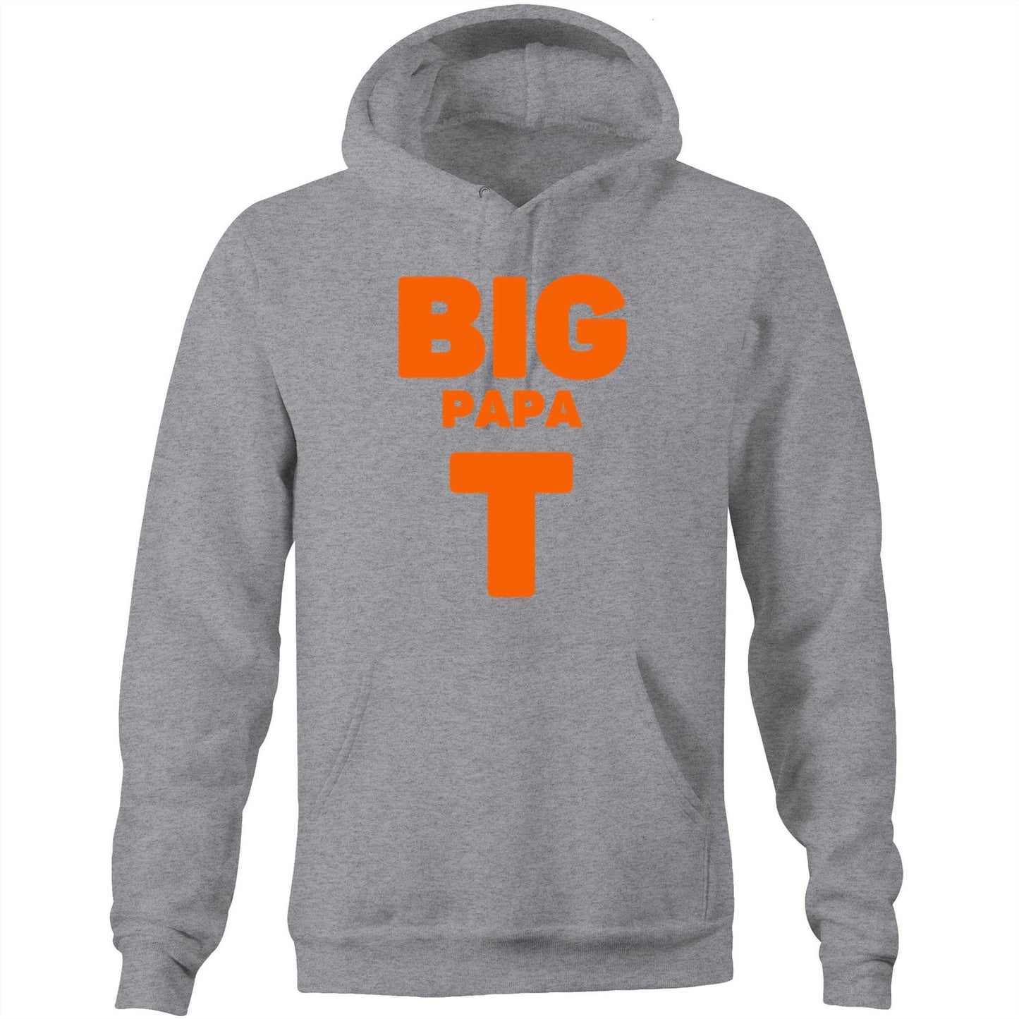 "Big Papa T" Pocket Hoodie Sweatshirt Pullover with Kangaroo Pocket Father's Day Gift for Dad - Da Boss Mango AU - Grey Marle