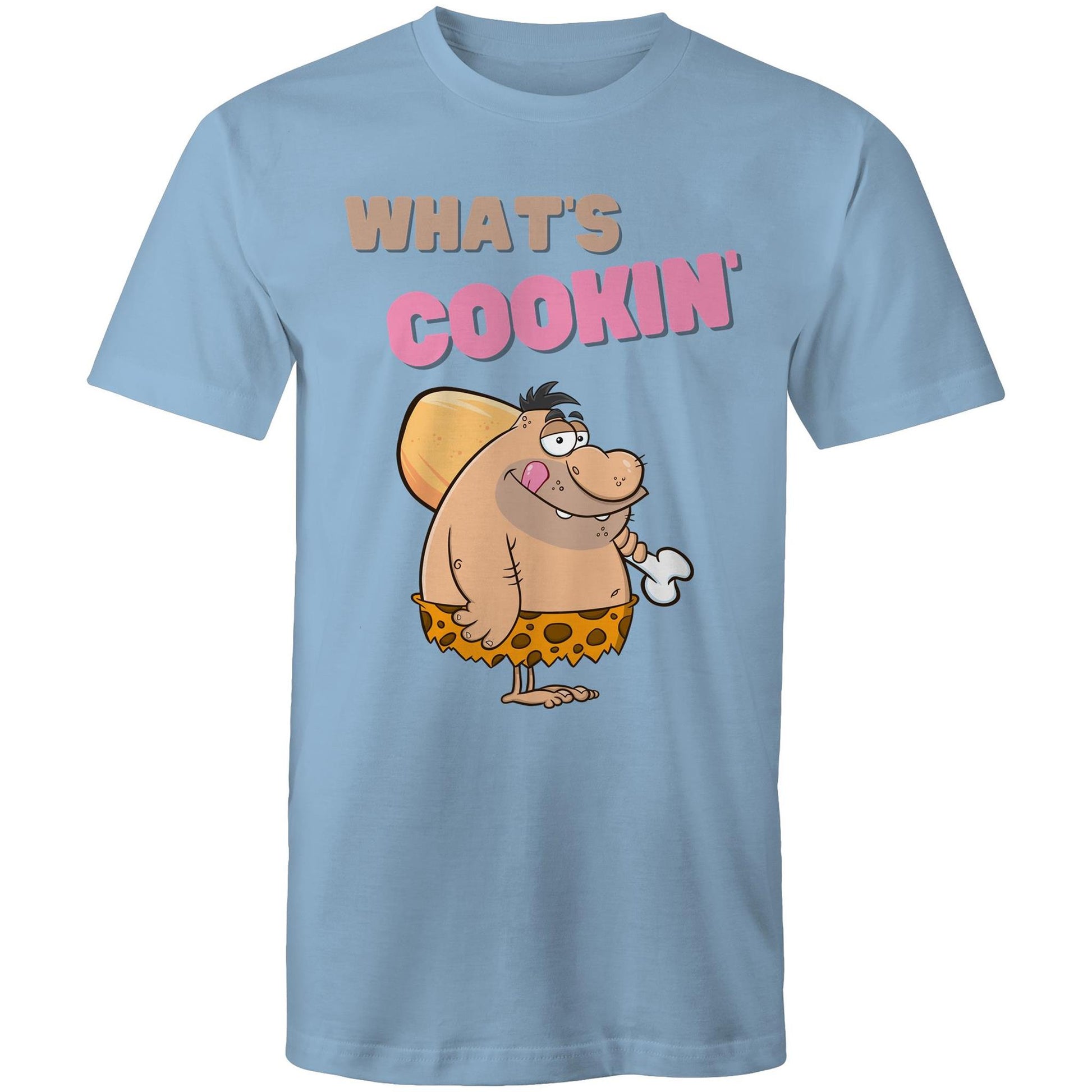 What's Cookin' Humorous Men's Cotton T-Shirt - Plus Size S, M, L, XL, 2XL, 3XL, 4XL, 5XL - Da Boss Mango AU - Carolina Blue