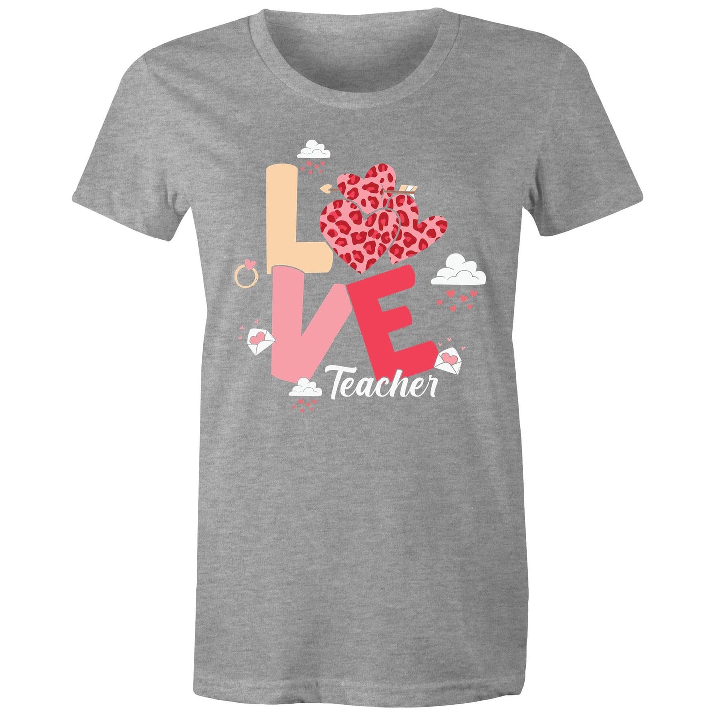 Love Teacher Women's Maple T-Shirt - Gift for Teachers - Da Boss Mango AU - Grey Marle