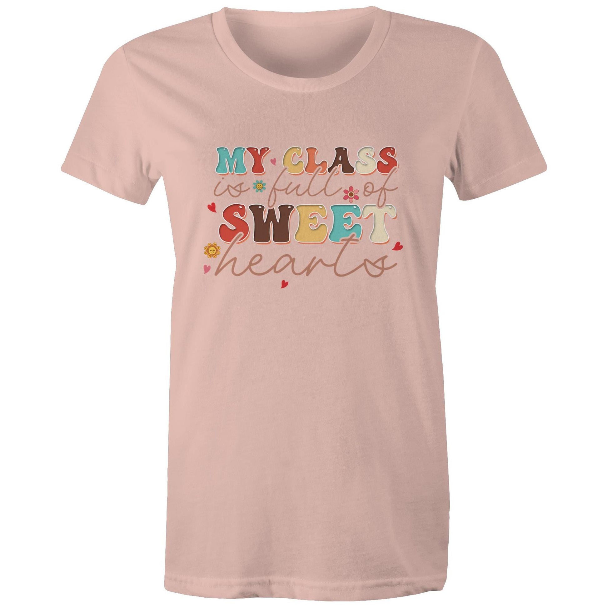 My Class is Full of Sweet-Heart Women's Cotton T-Shirt Gift for Teachers - Da Boss Mango AU - Pale Pink