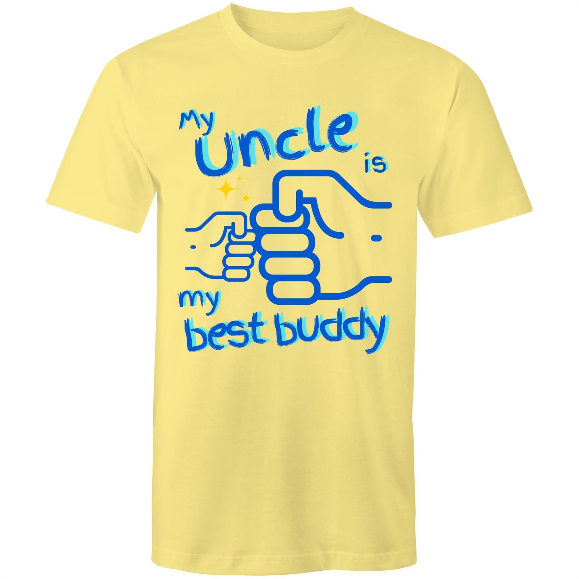 My Uncle is my Best Buddy Men's Cotton T-Shirt - Best Gift for Uncles from Nephews Nieces - Da Boss Mango AU - Lemon Yellow