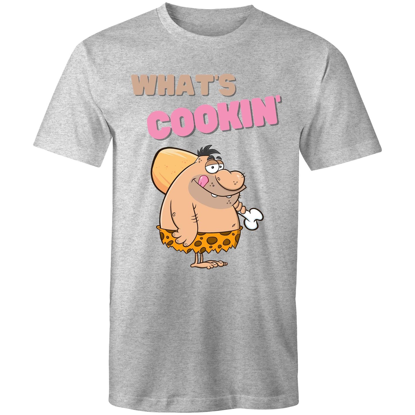 What's Cookin' Humorous Men's T-Shirt - Plus Size S, M, L, XL, 2XL, 3XL, 4XL, 5XL - Da Boss Mango AU - Grey Marle