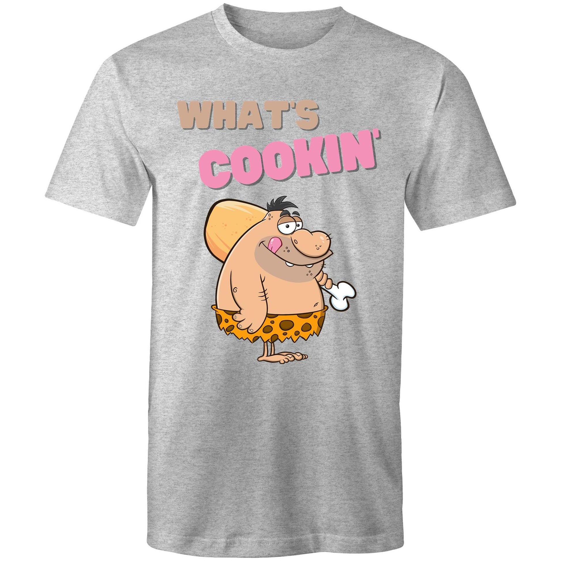 What's Cookin' Humorous Men's T-Shirt - Plus Size S, M, L, XL, 2XL, 3XL, 4XL, 5XL - Da Boss Mango AU - Grey Marle