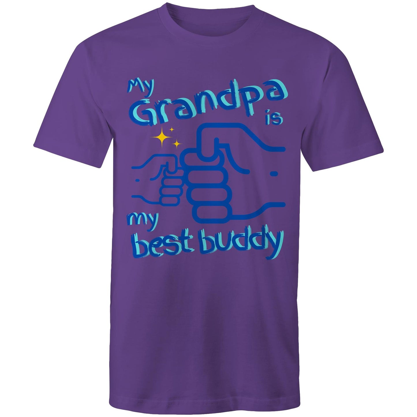 My Grandpa is My Best Buddy Men's Cotton T-Shirt - Best Gift for Grandpa from Grandson - Da Boss Mango AU - Purple