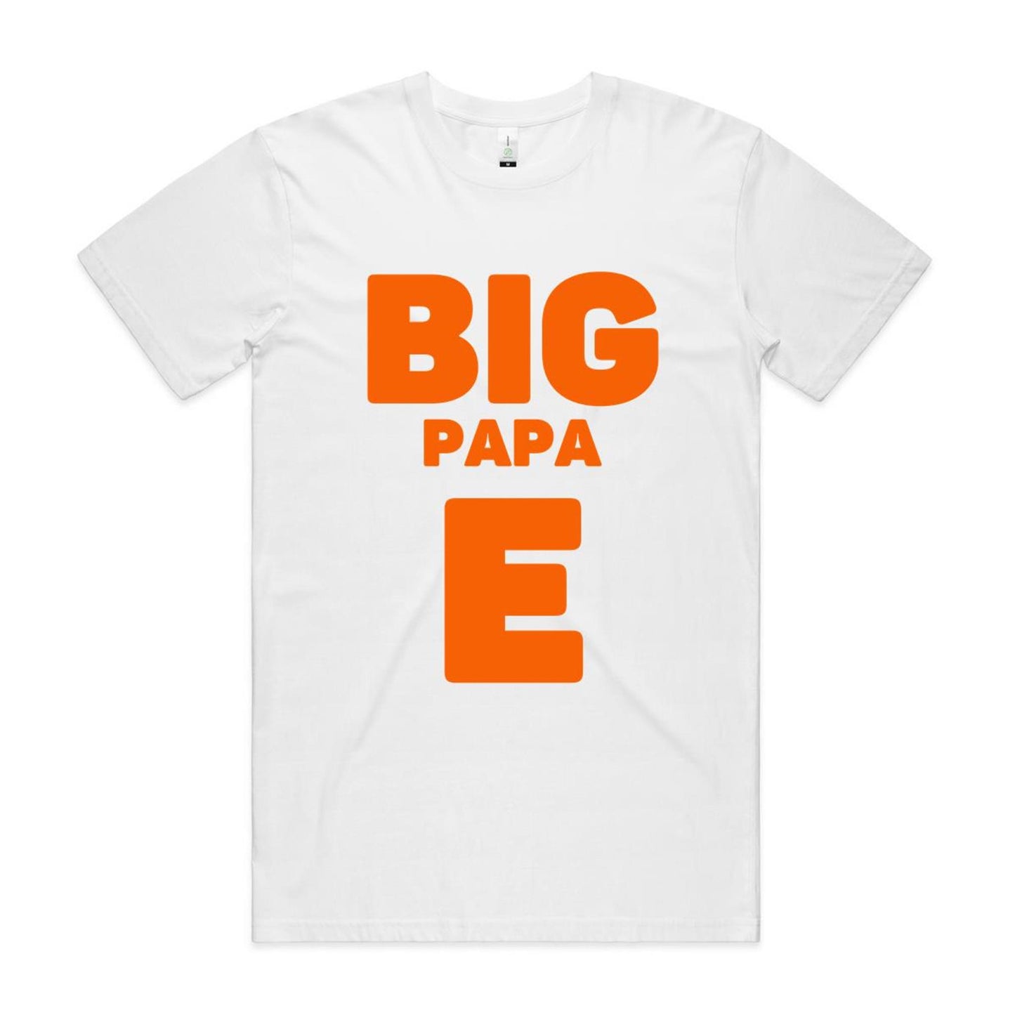 "Big Papa E" GOTS Certified Organic Cotton T-Shirt, Father's Day Birthday Gift for Dad- Da Boss Mango AU - White