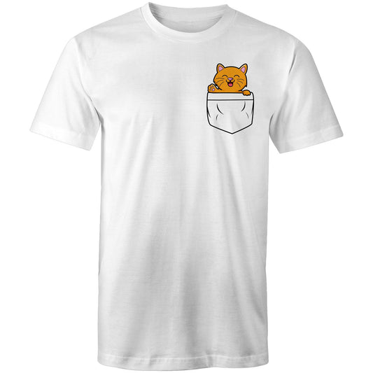 Kitten Mini Mango in a Pocket Men's Cotton T-Shirt - Da Boss Mango AU - White