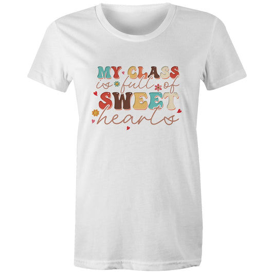 My Class is Full of Sweet-Heart Women's Cotton T-Shirt Gift for Teachers - Da Boss Mango AU - White