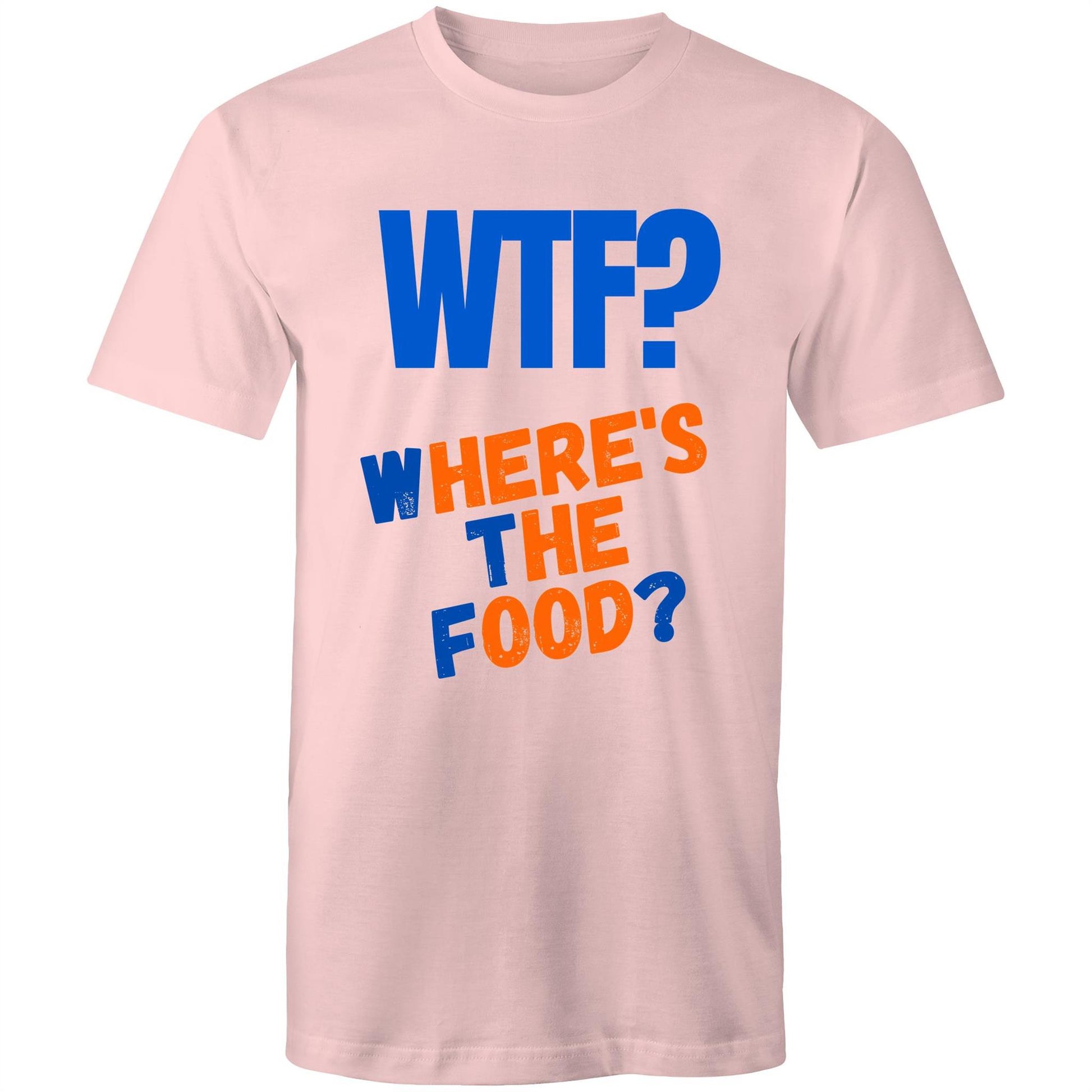 WTF? Where's The Food? Funny Men's Cotton T-Shirt - Plus Size S, M, L, XL, 2XL, 3XL, 4XL, 5XL - Da Boss Mango AU - Pink