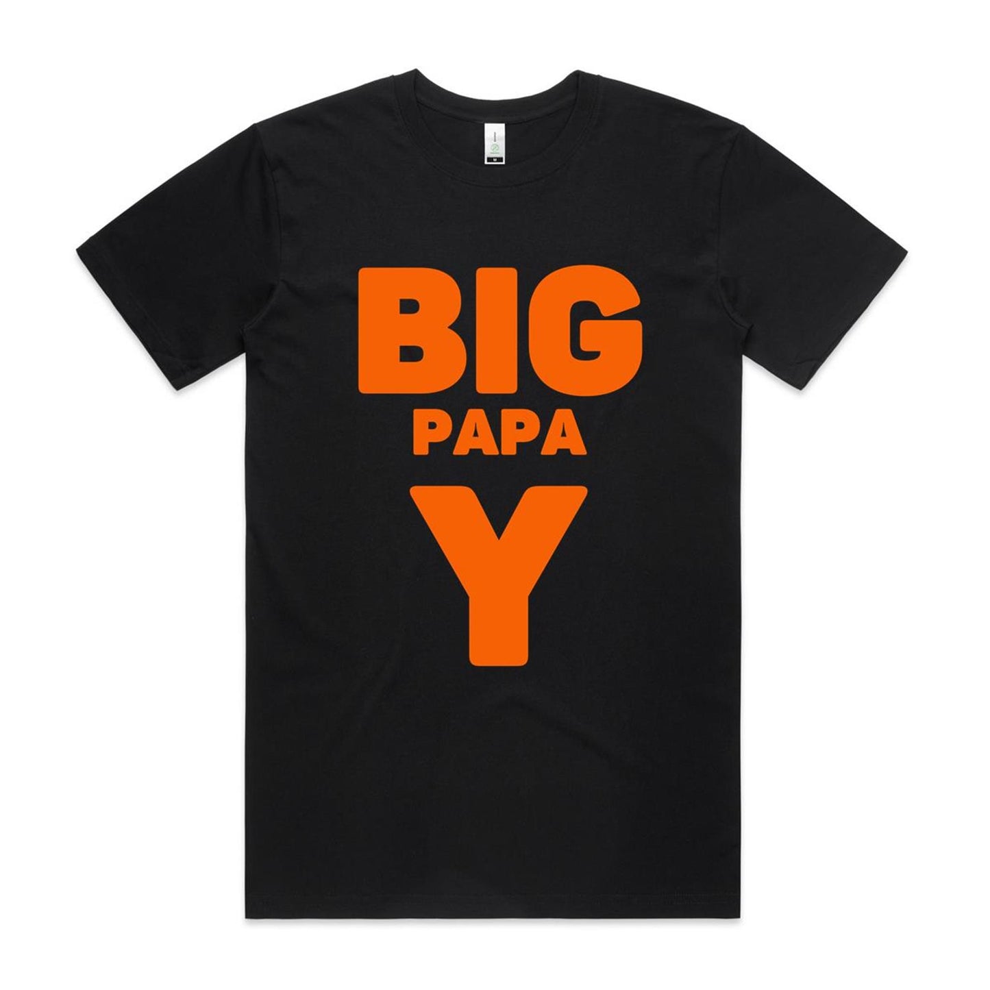 "Big Papa Y" Men's GOTS Certified Organic Cotton T-Shirt, Father's Day Birthday Gift for Dad- Da Boss Mango AU - Black