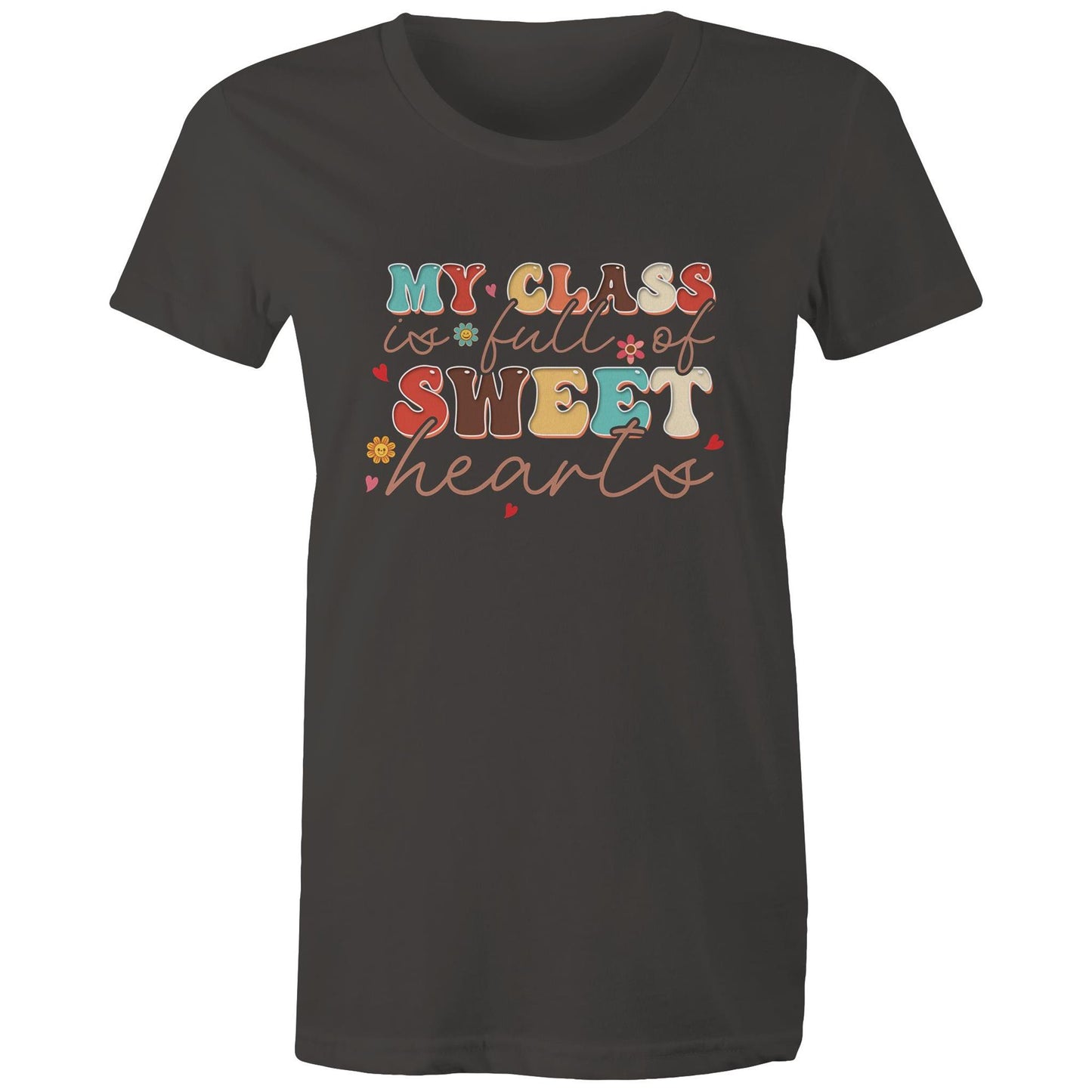 My Class is Full of Sweet-Heart Women's Cotton T-Shirt Gift for Teachers - Da Boss Mango AU - Charcoal