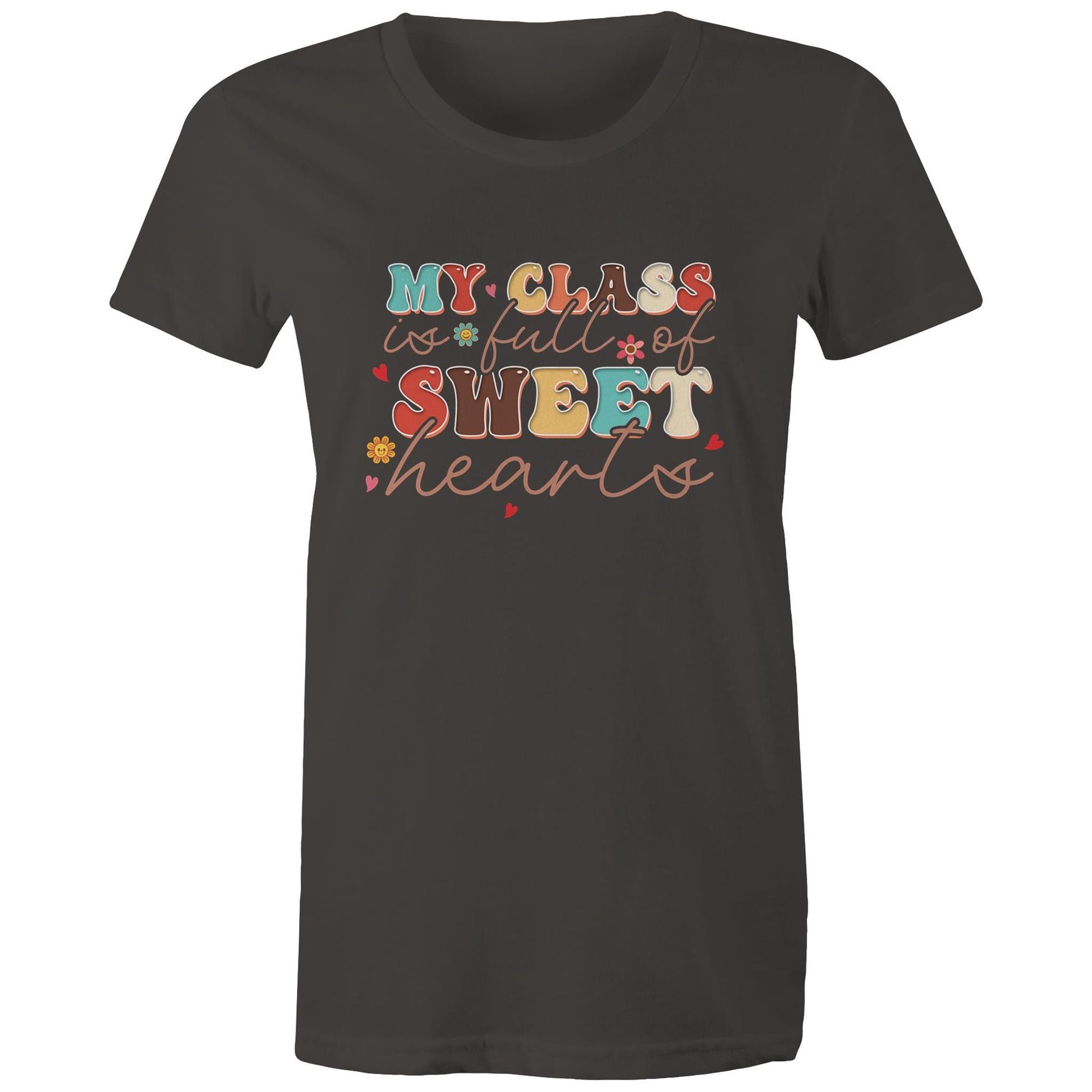 My Class is Full of Sweet-Heart Women's Cotton T-Shirt Gift for Teachers - Da Boss Mango AU - Charcoal