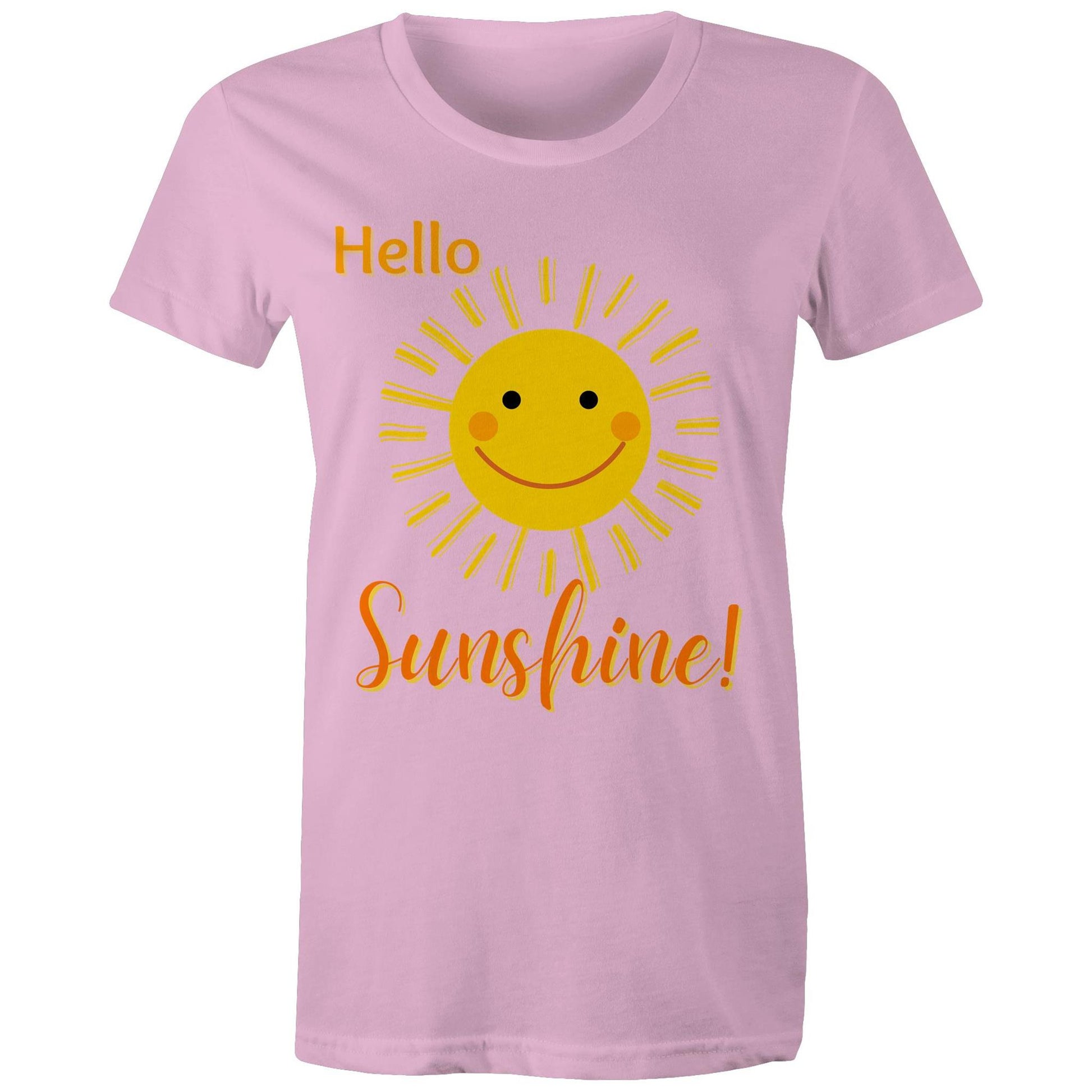 "Hello Sunshine!" Women's Cotton T-shirt - Gift Positive Happy Vibe Clothing - Da Boss Mango AU - Pink