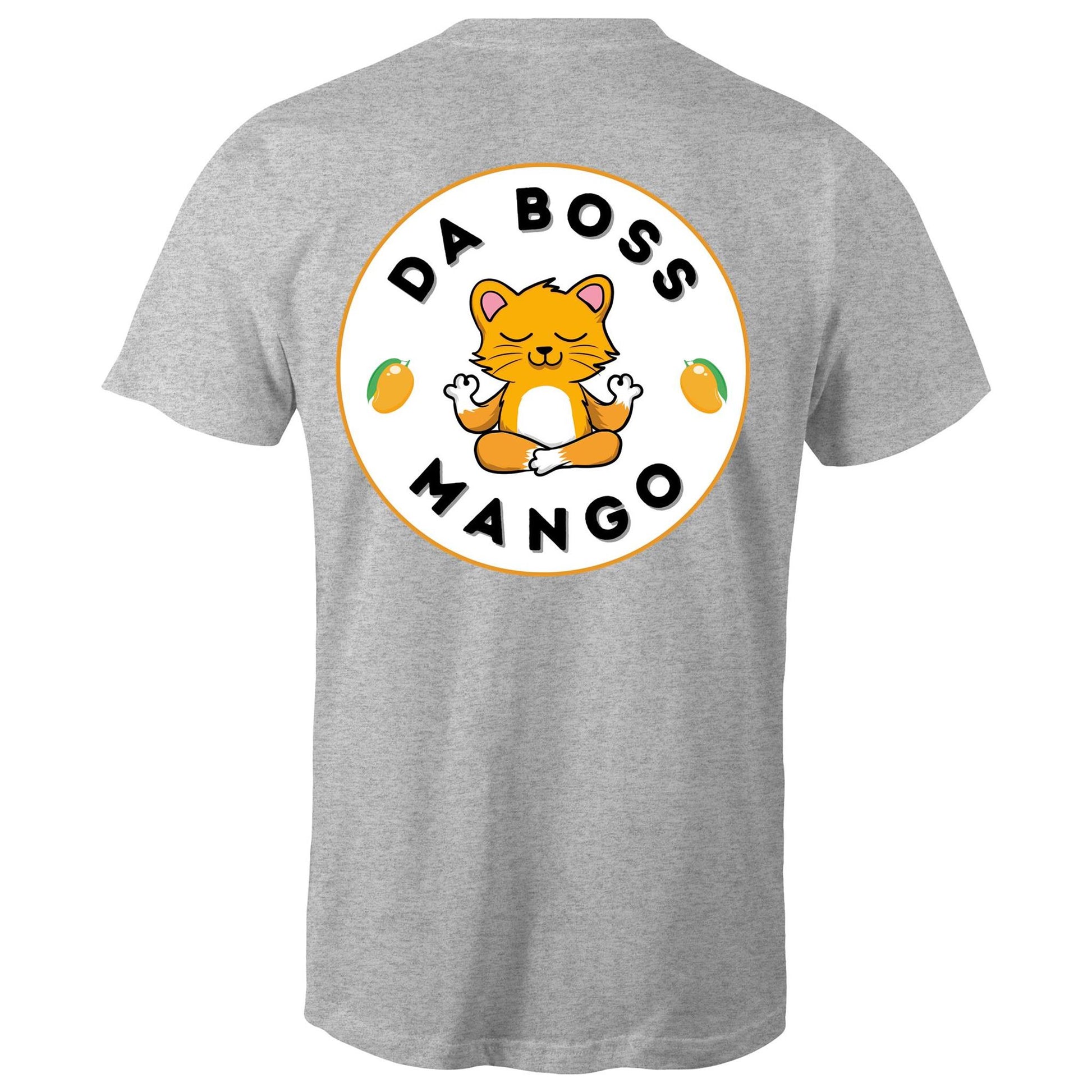 Da Boss Mango Men's T-Shirt with Logo on back - Da Boss Mango AU - Grey Marle