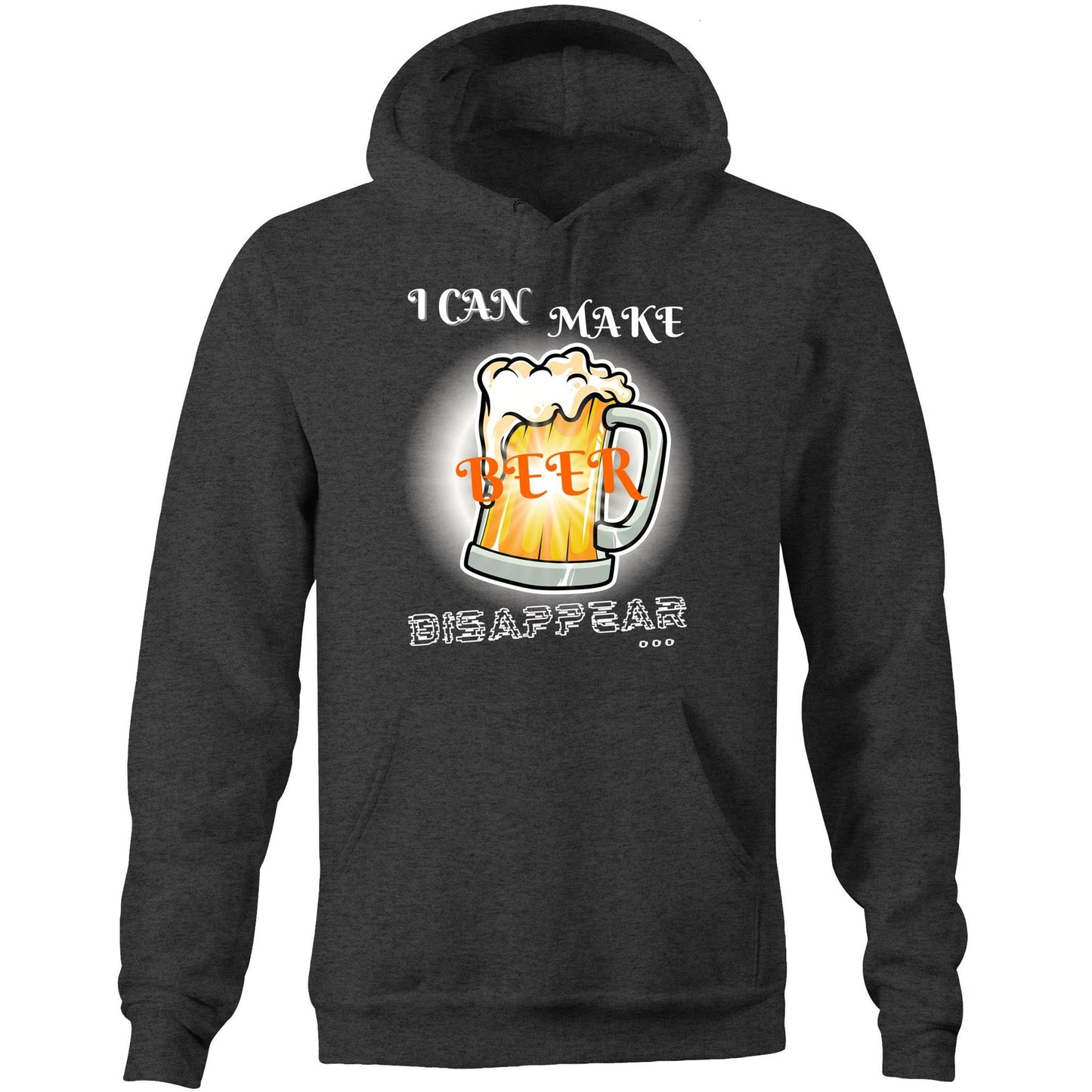 "I Can Make Beer Disappear" Funny Unisex Pocket Hoodie Sweatshirt Pullover for Men Women - Da Boss Mango AU - Asphalt Marle