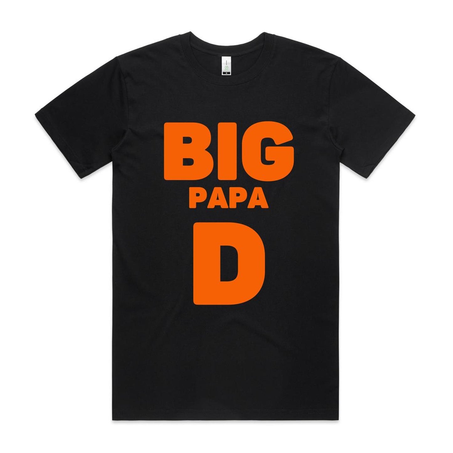 "Big Papa D" GOTS Certified Organic Cotton T-Shirt, Father's Day Birthday Gift for Dad- Da Boss Mango AU - Black