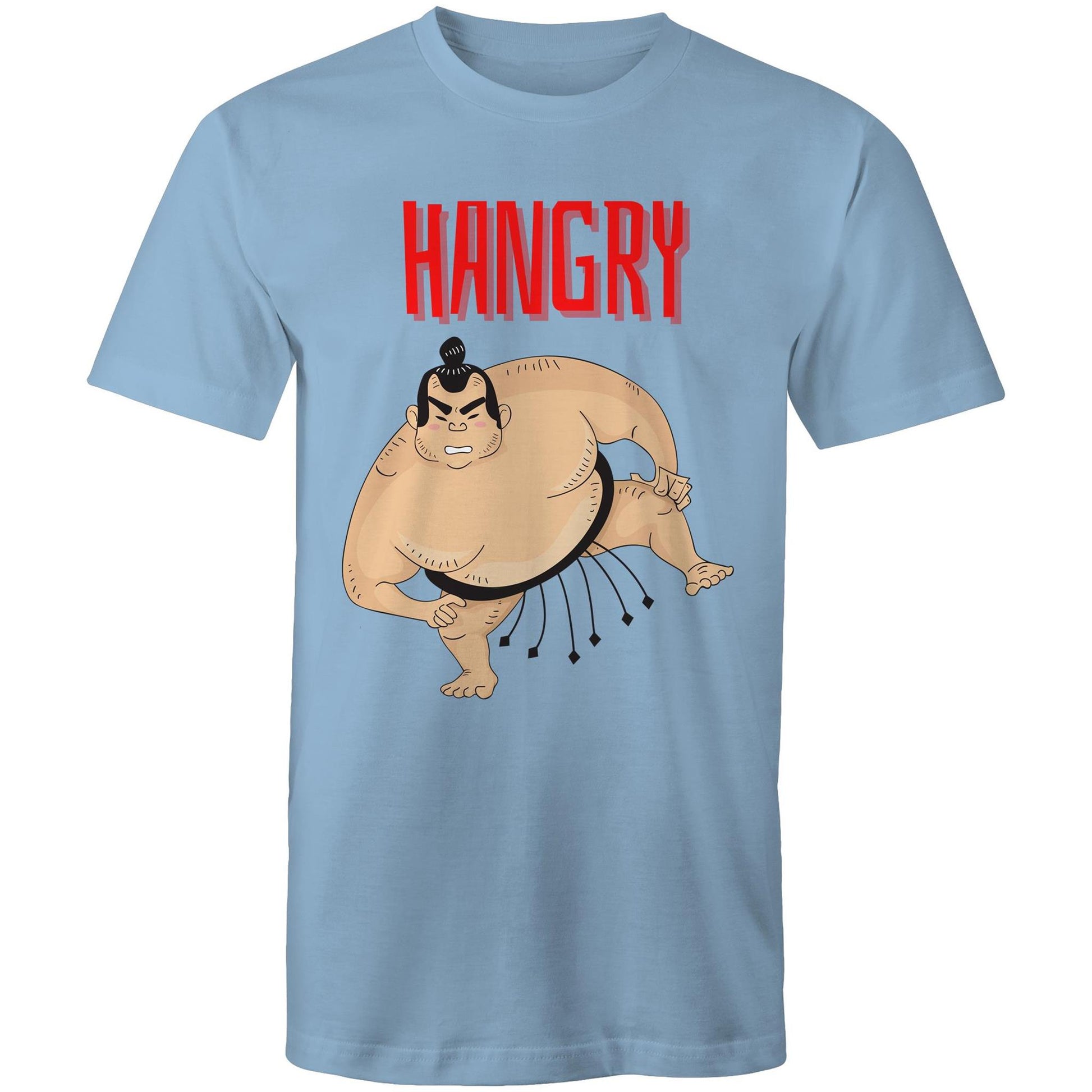 Hangry Men's Cotton T-Shirt - Funny Top - Plus Size S. M. L. XL. 2XL, 3XL, 4XL, 5XL - Da Boss Mango AU - Carolina Blue