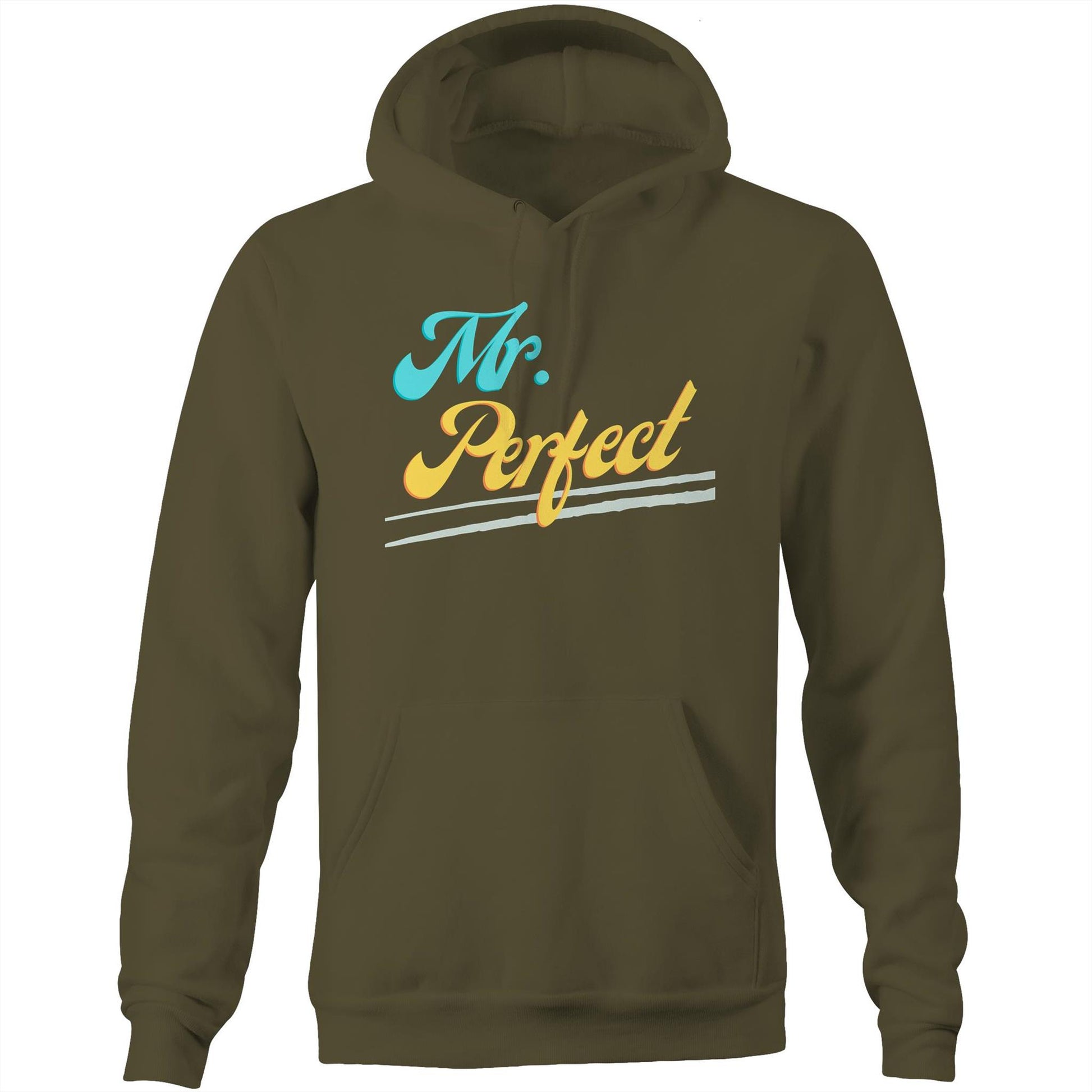 "Mr. Perfect" Pocket Hoodie Sweatshirt Pullover Gift for Husband, Dad, Boyfriend - Da Boss Mango AU - Army Green