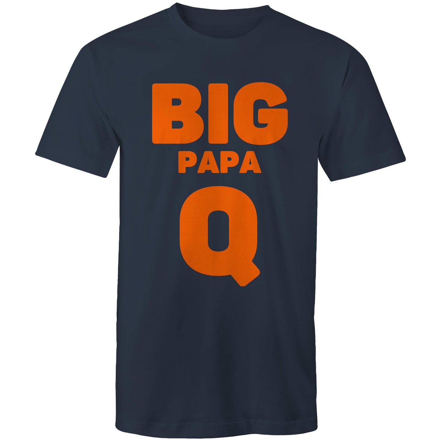 "Big Papa Q" Men's Cotton Navy T-Shirt in Size S, M, L, XL, XXL, 3XL, 4XL, 5XL, Gift for Dad - Da Boss Mango AU -