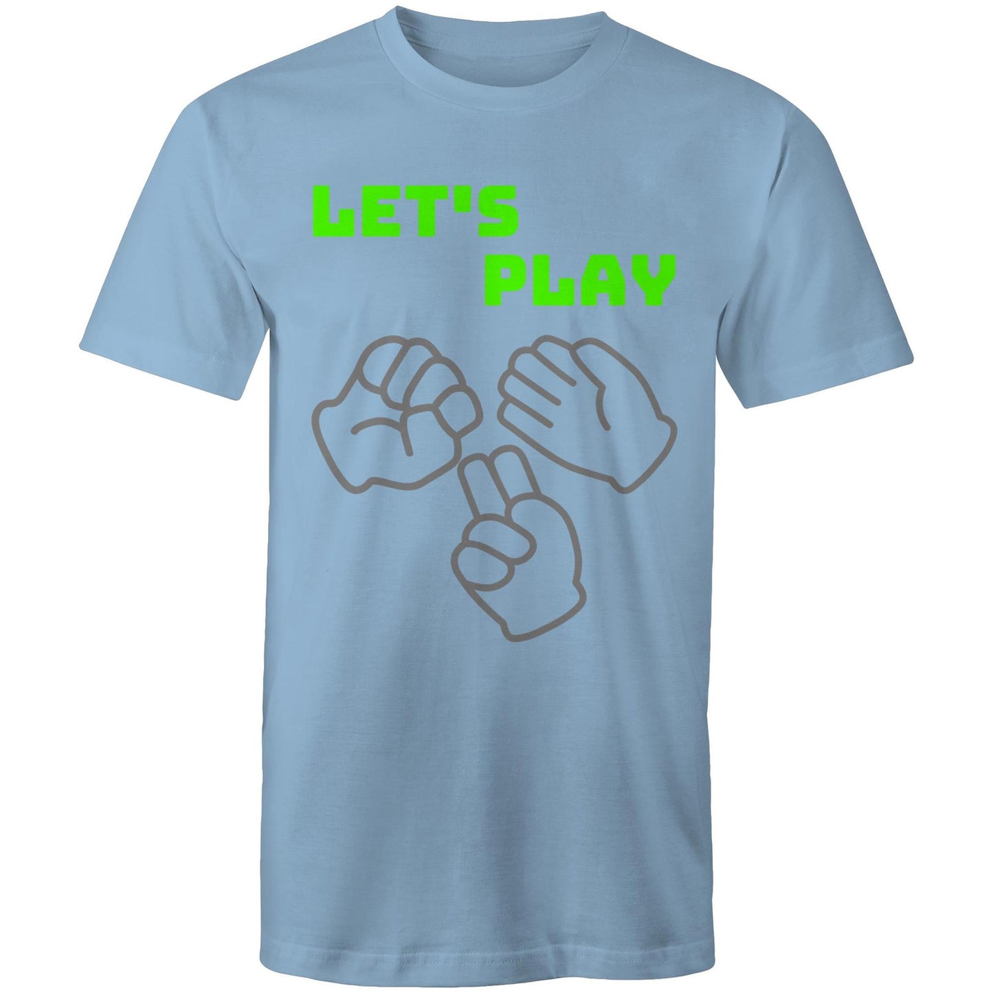 Let's Play Rock Paper Scissors Men's Cotton T-Shirt - Size S, M, L, XL, 2XL, 3XL, 4XL, 5XL - Da Boss Mango AU - Carolina Blue