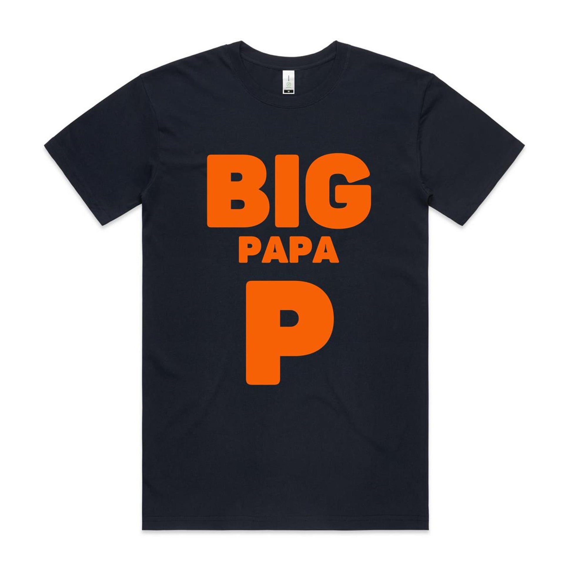 "Big Papa P" Men's GOTS Certified Organic Cotton T-Shirt, Father's Day Birthday Gift for Dad- Da Boss Mango AU - Navy