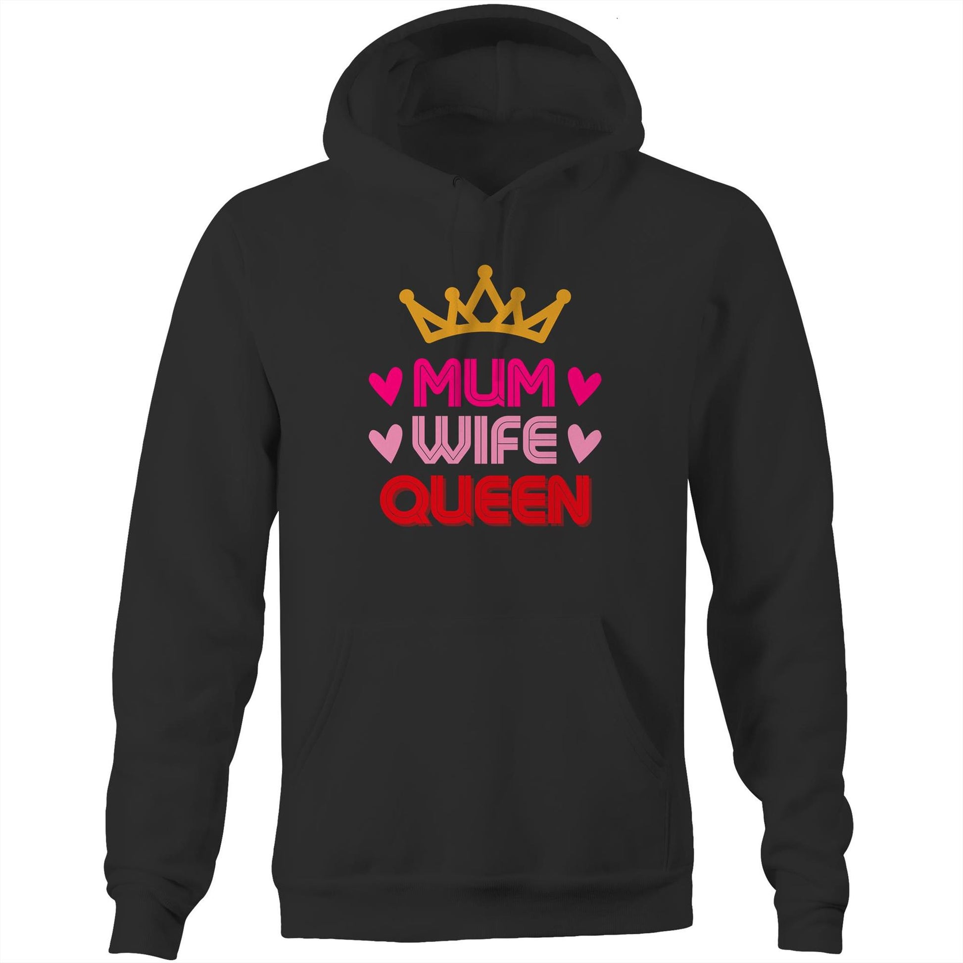 Mum Wife Queen Womens Hoodie Sweatshirt Pullover - Best Mother's Day Birthday Gift for Mum - Da Boss Mango AU - Black