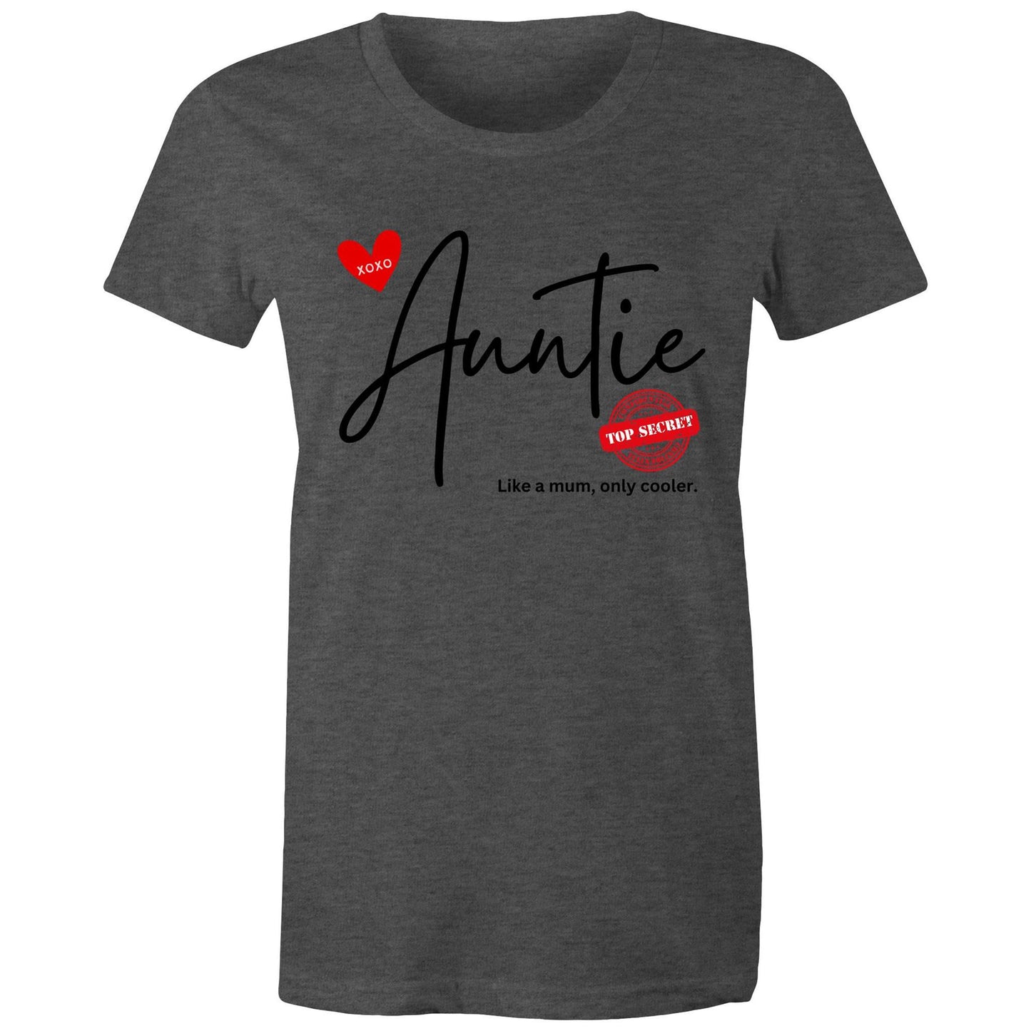 "Auntie - Like a mum, only cooler" Women's T-Shirt - Best Gift for Auntie - Da Boss Mango AU - Asphalt Dark Grey Marle