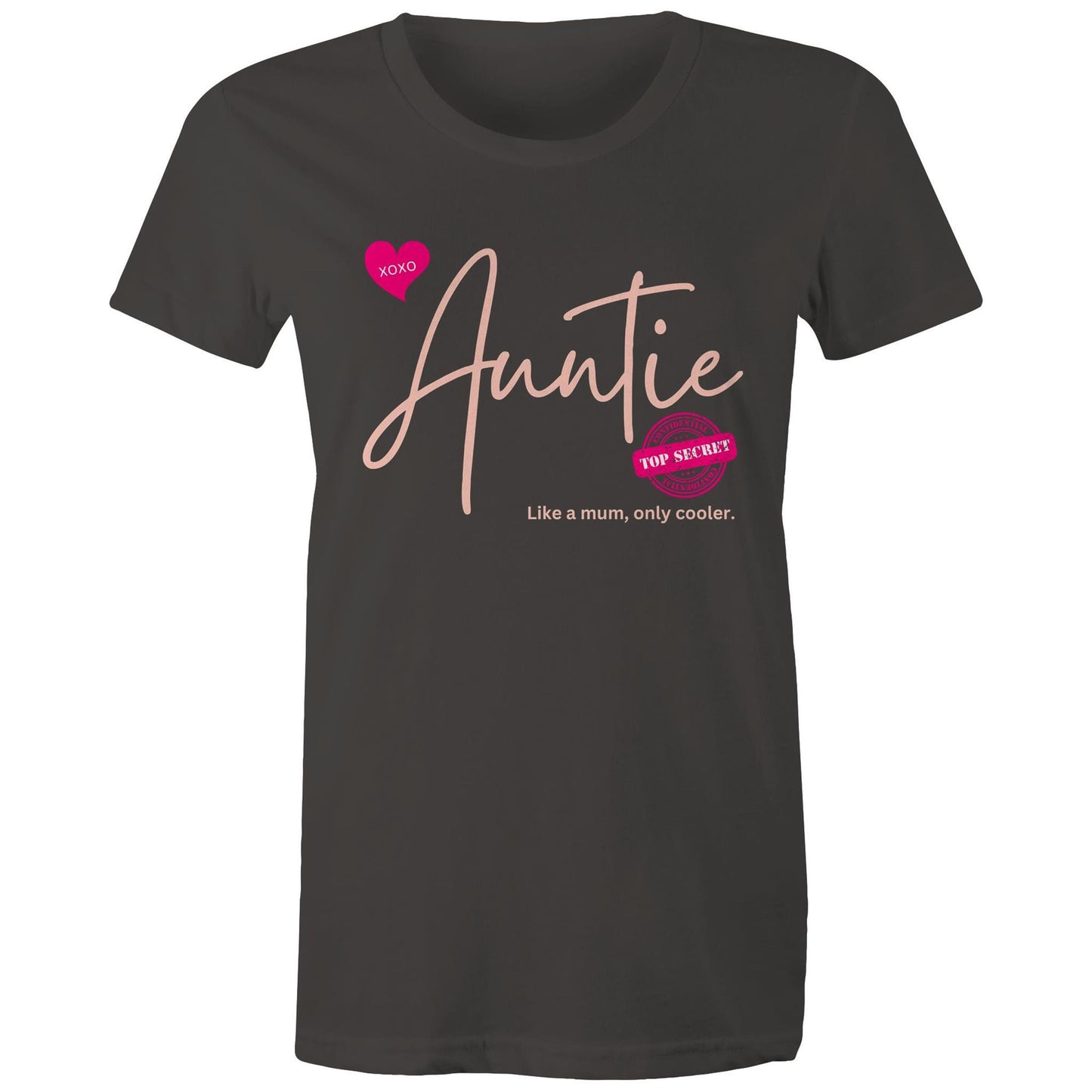 "Auntie - Like a mum, only cooler" Women's Cotton T-Shirt - Best Gift for Auntie - Da Boss Mango AU - Charcoal Grey