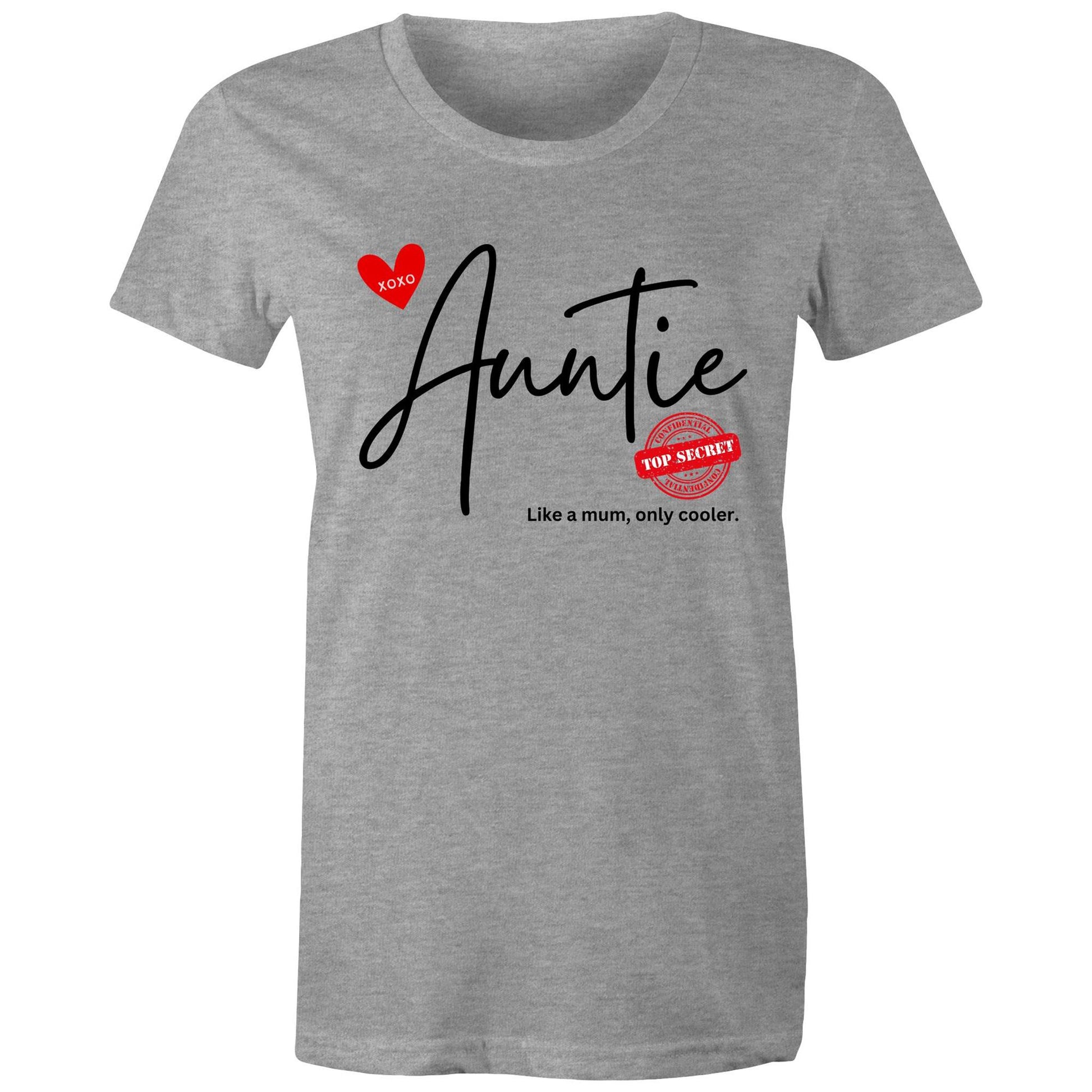 "Auntie - Like a mum, only cooler" Women's T-Shirt - Best Gift for Auntie - Da Boss Mango AU - Grey Marle
