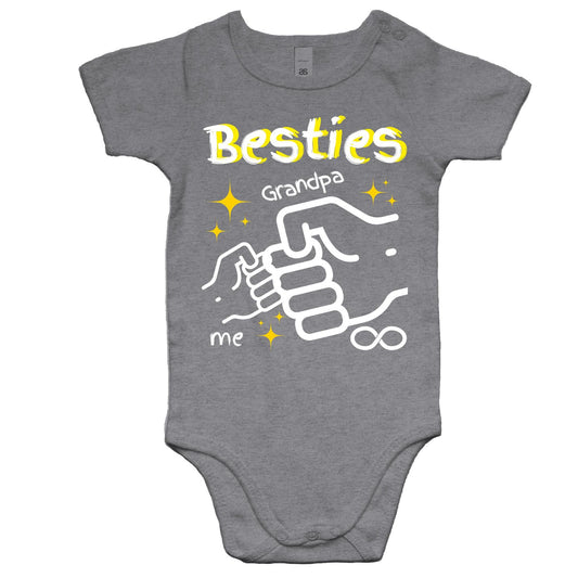 "Besties Forever Grandpa & Me" Baby Onesie Romper Size 0-3M, 3-6M, 6-12M, 12-18M, 18-24 M - Da Boss Mango AU - Grey Marle