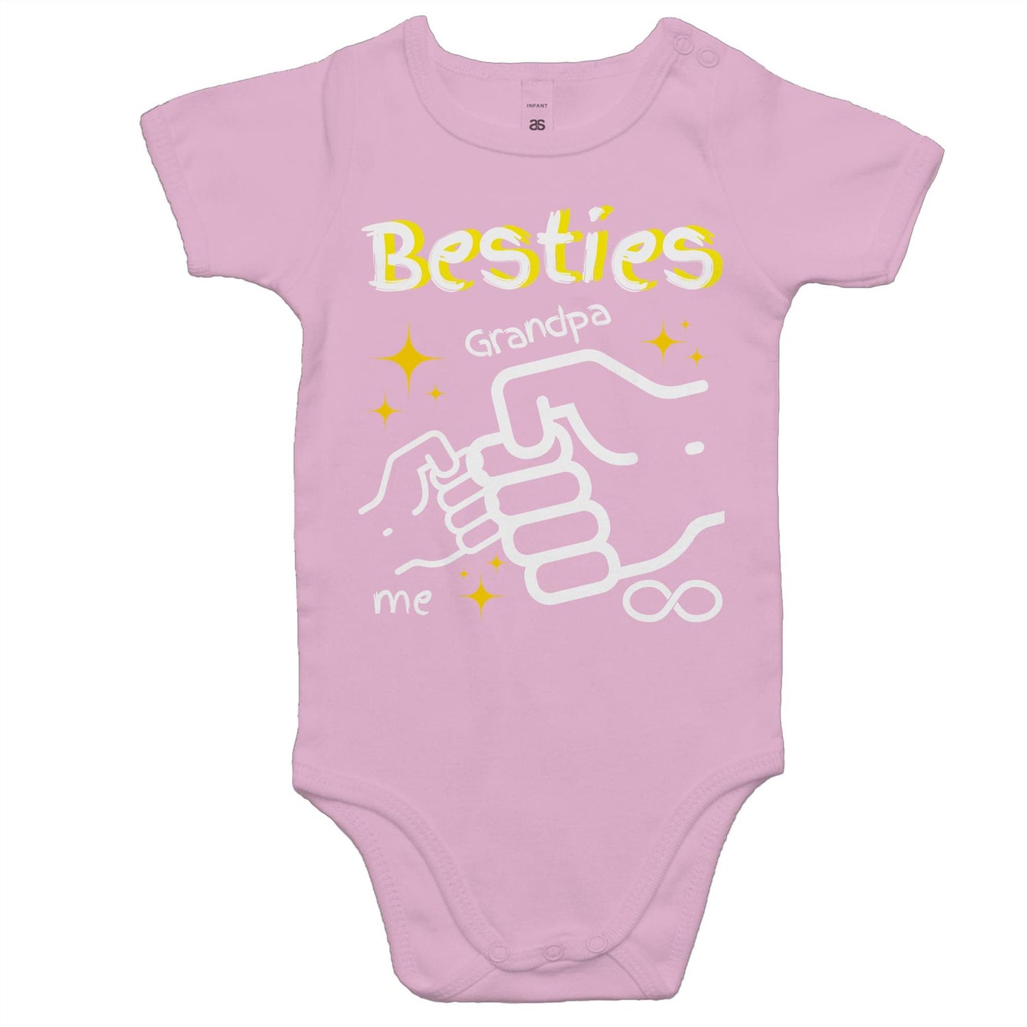 "Besties Forever Grandpa & Me" Baby Onesie Romper Size 0-3M, 3-6M, 6-12M, 12-18M, 18-24 M - Da Boss Mango AU - Pink