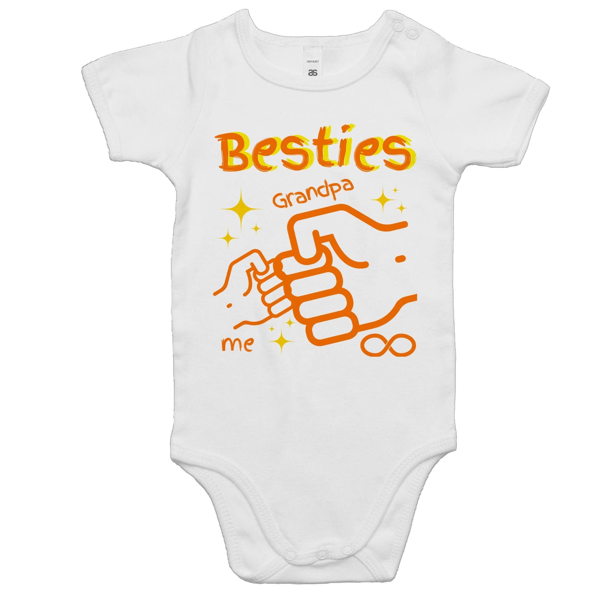 "Besties Forever Grandpa & Me" Baby Onesie Romper Size 0-3M, 3-6M, 6-12M, 12-18M, 18-24 M - Da Boss Mango AU - White