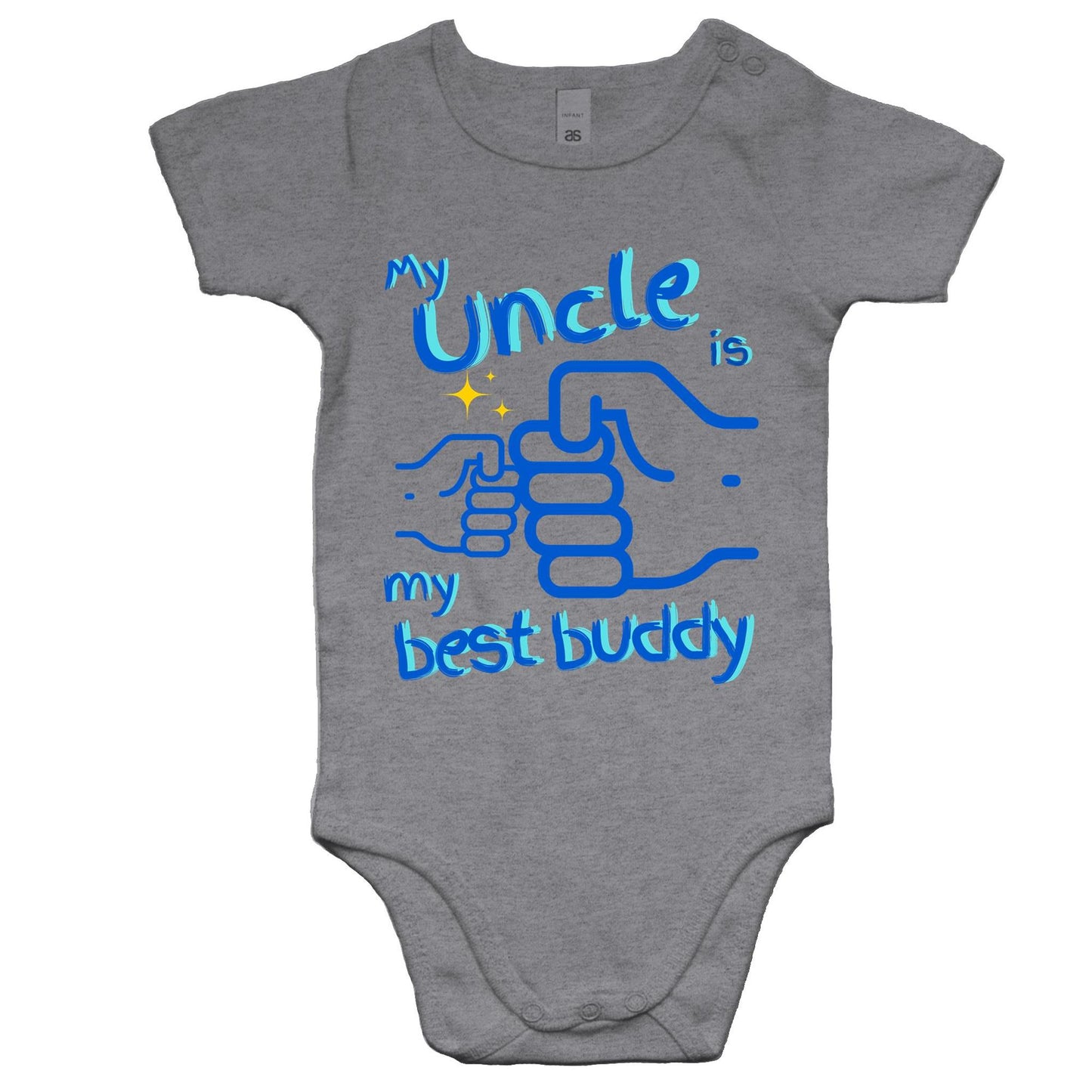 My Uncle is My Best Buddy Baby Onesie Super Romper Size 0-3m, 3-6m, 6-12m, 12-18m, 18-24m - Da Boss Mango AU - Grey Marle